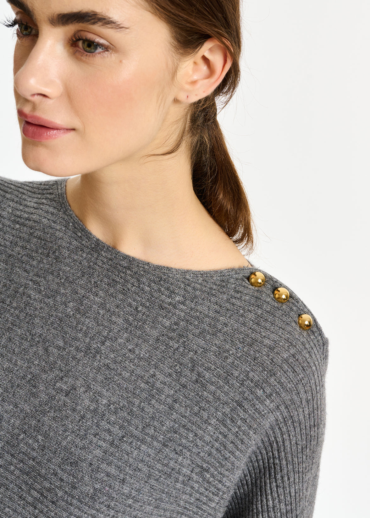 Grey batwing-sleeve knit sweater RE—SSENTIEL | Essentiel second hand