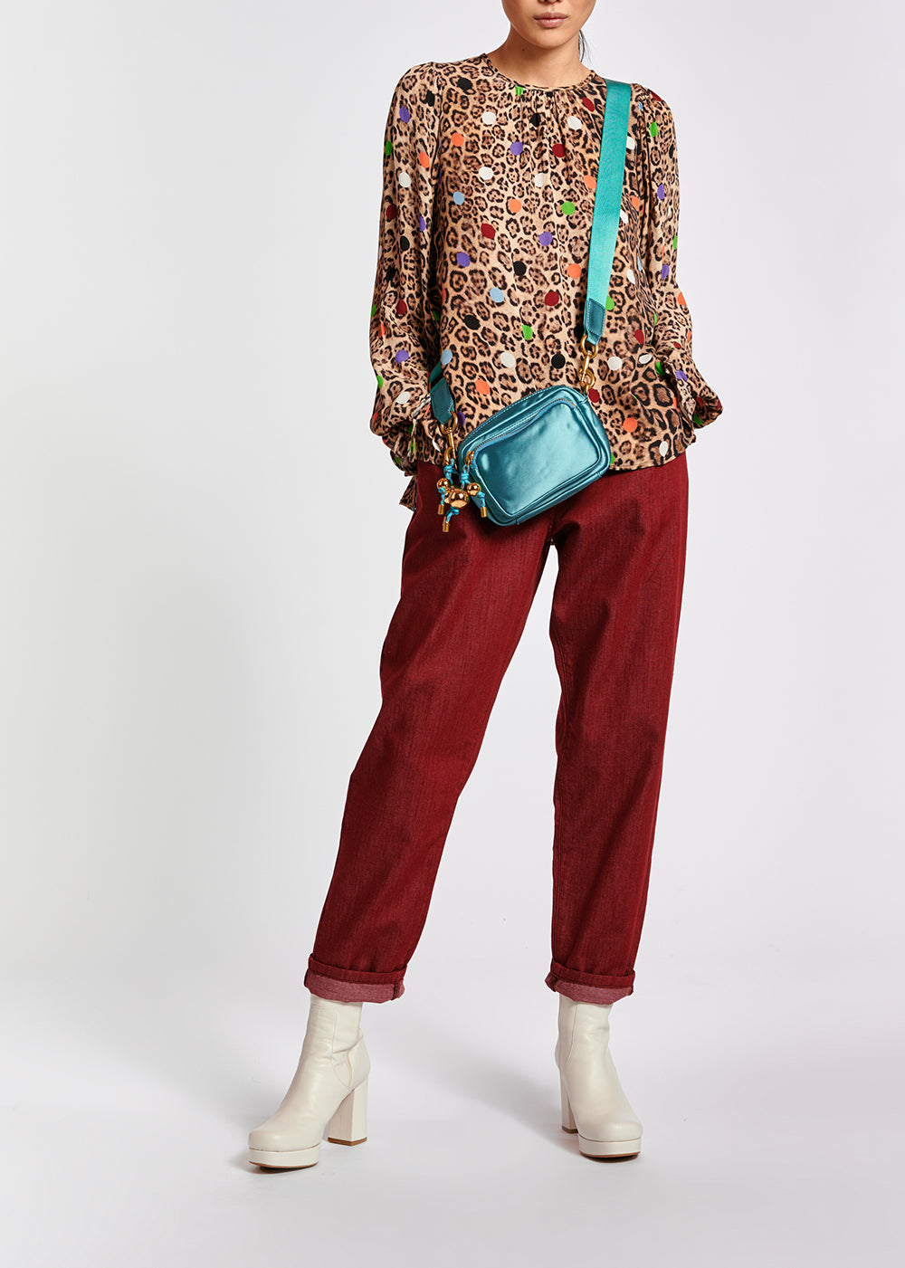 Leopard print and dots loose-fit top RE—SSENTIEL | Essentiel second hand