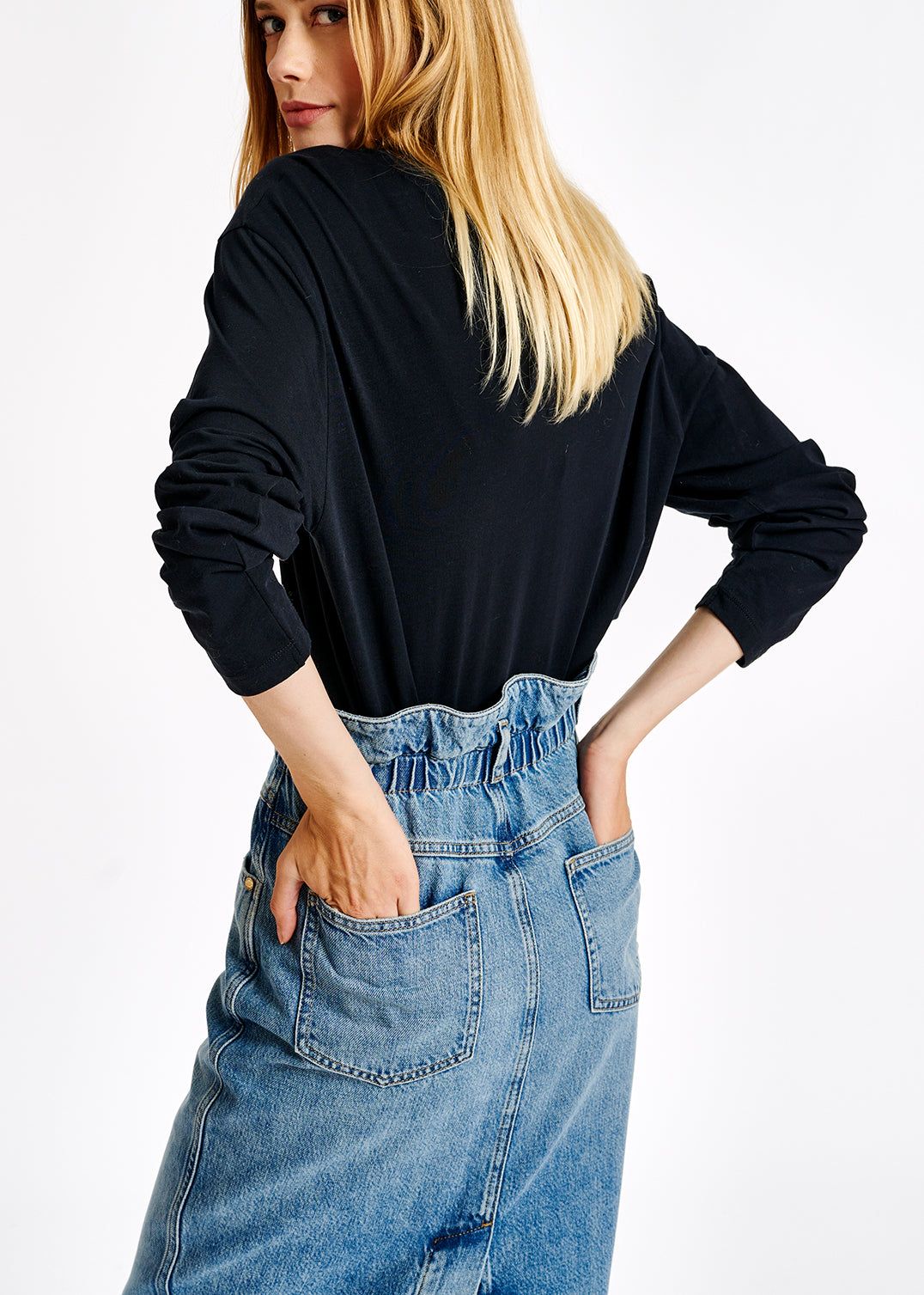 Navy blue organic cotton T-shirt with print RE—SSENTIEL | Essentiel second hand