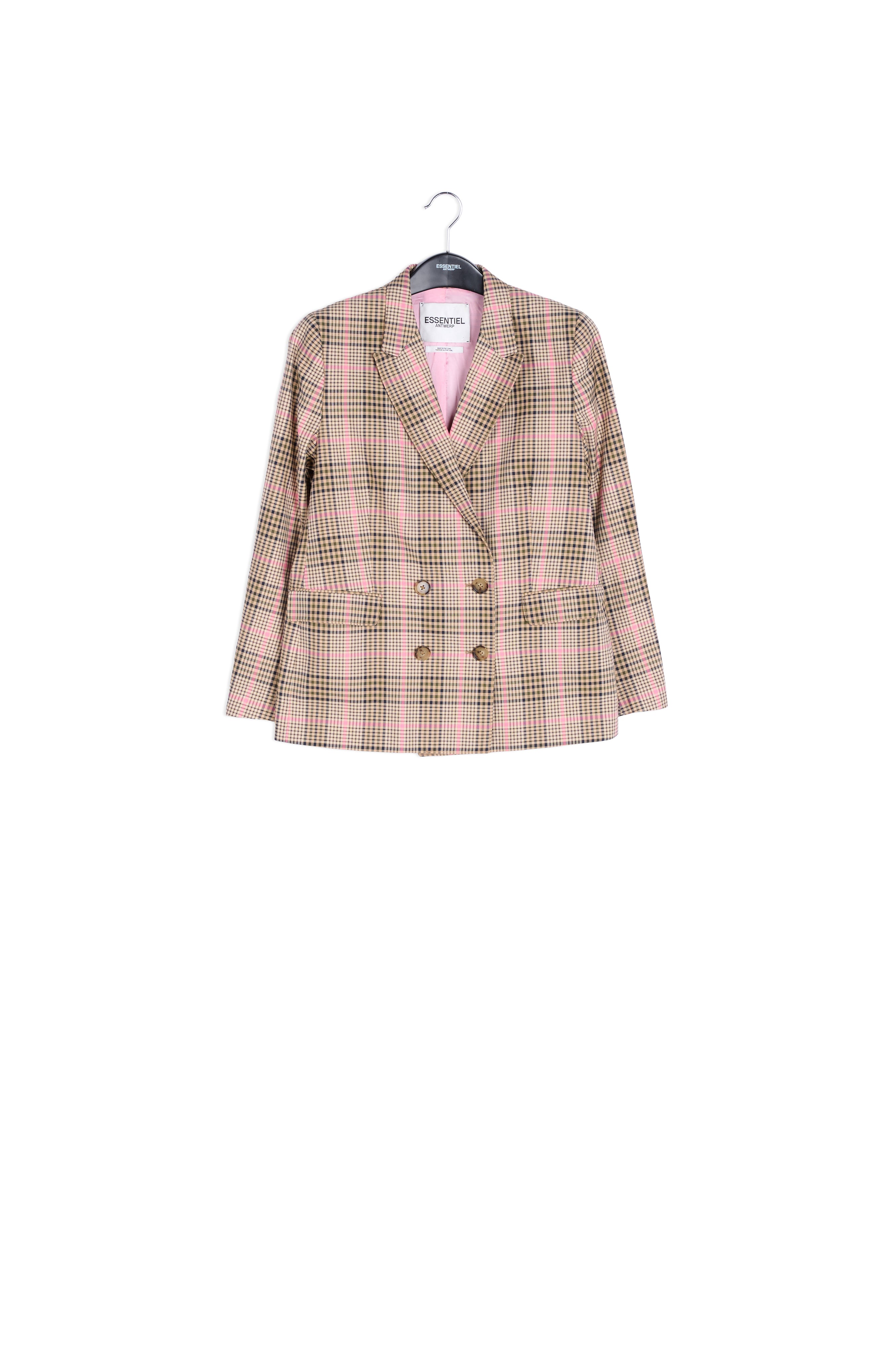 Beige and pink plaid blazer RE—SSENTIEL | Essentiel second hand