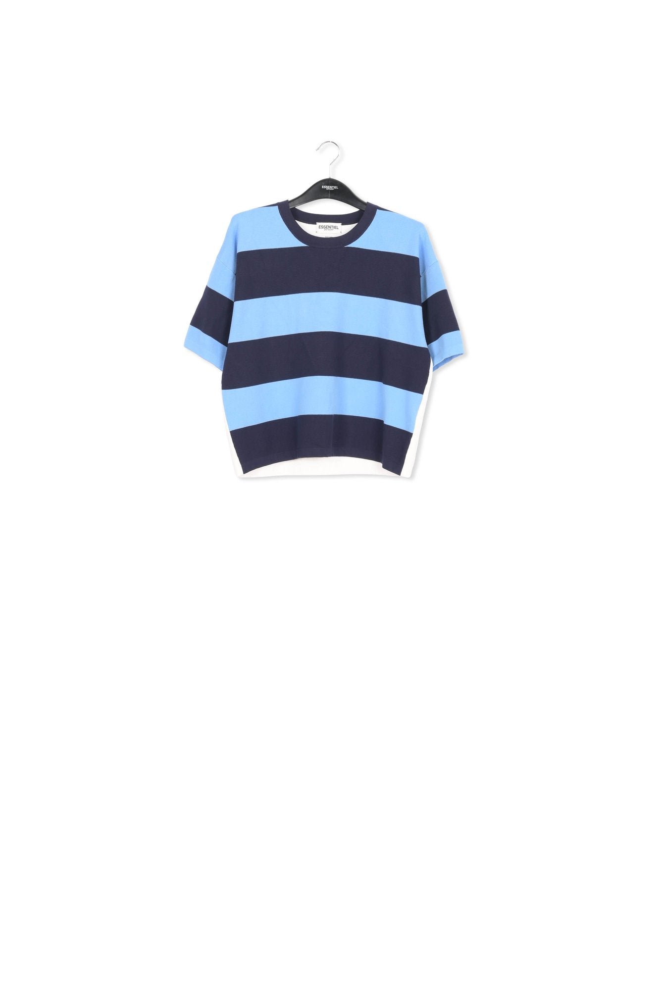 Blue and navy blue striped knit sweater RE—SSENTIEL | Essentiel second hand