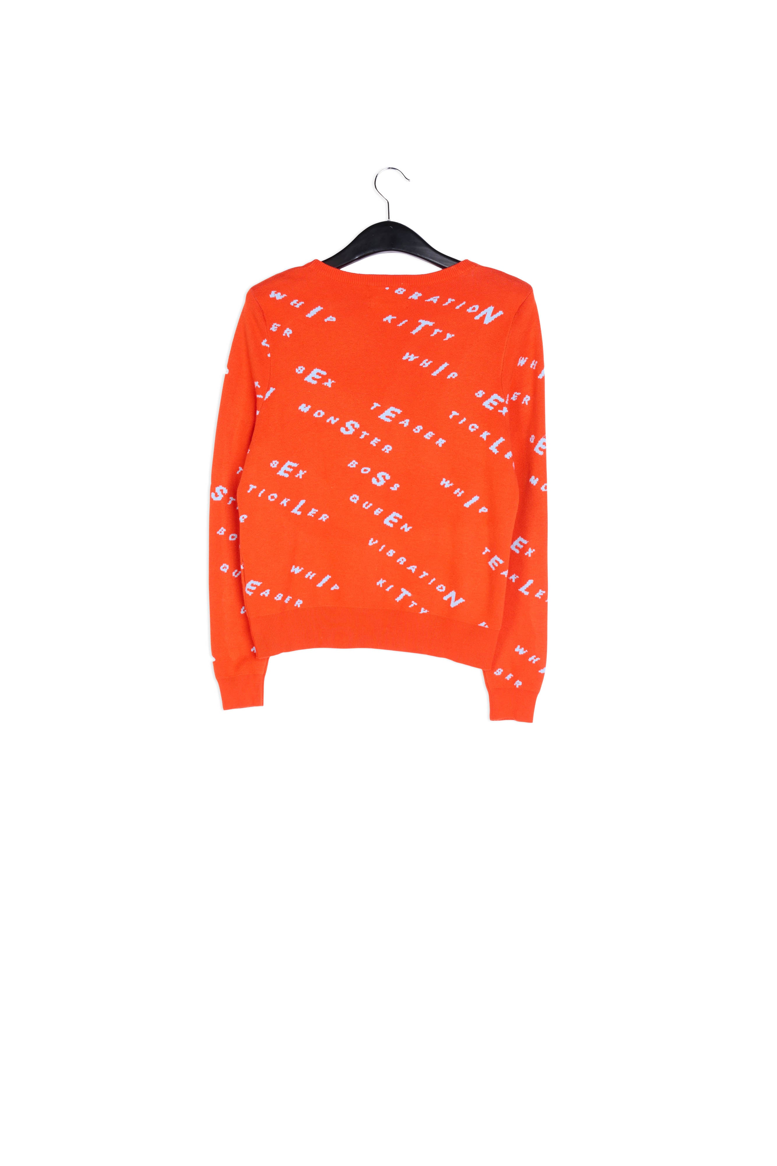Orange knitted sweater with light blue print RE—SSENTIEL | Essentiel second hand