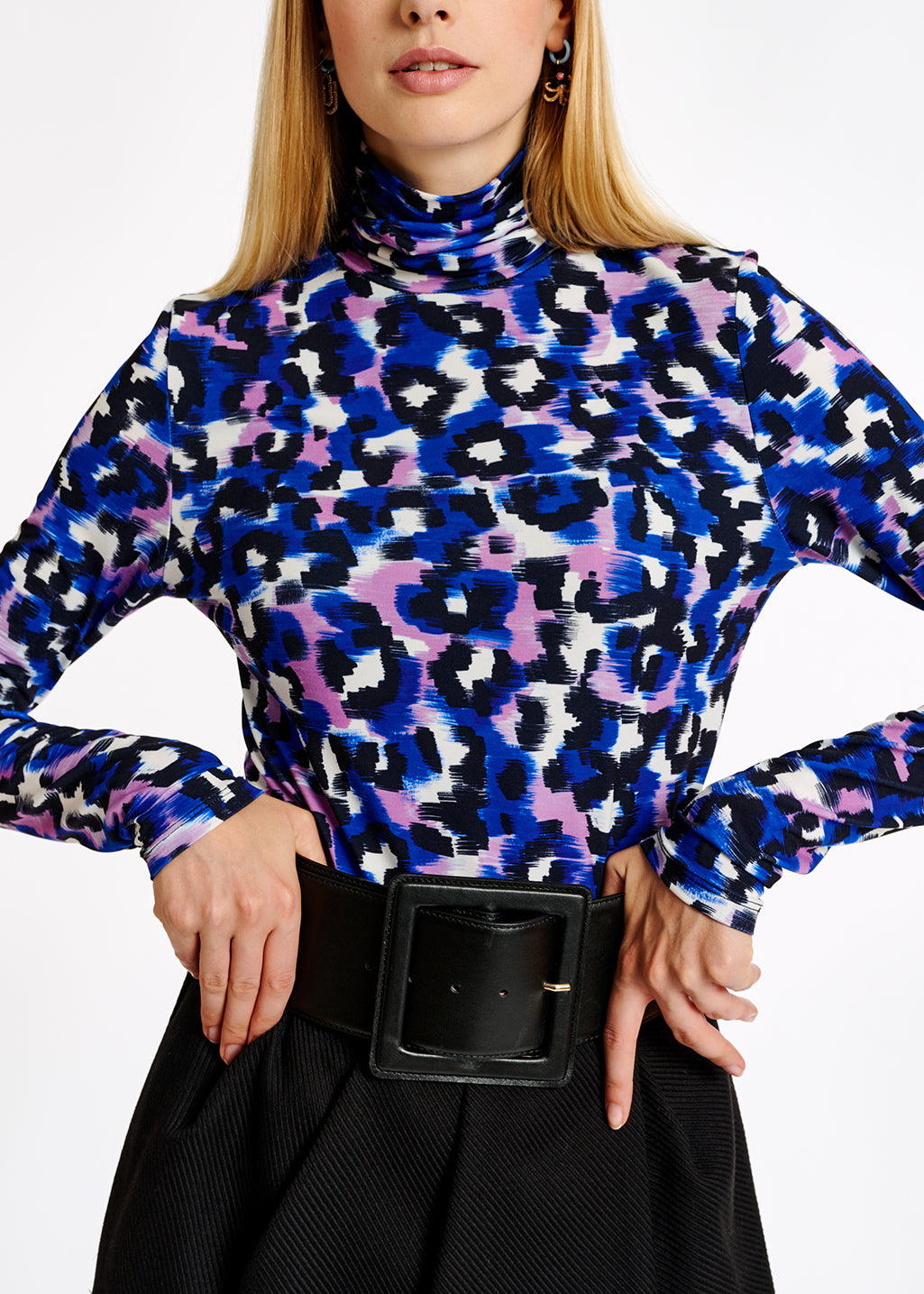 Leopard print turtleneck top RE—SSENTIEL | Essentiel second hand