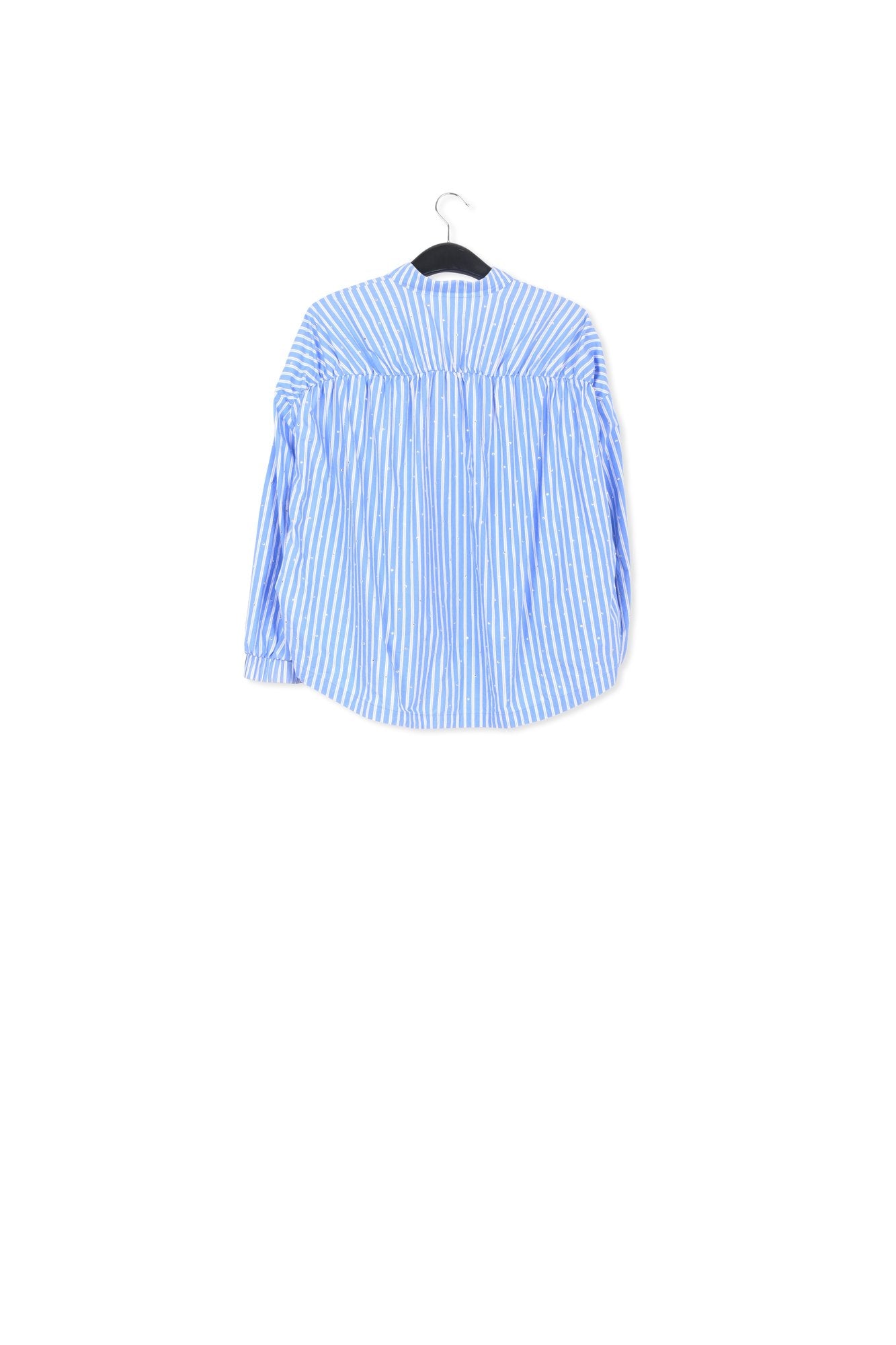 Light blue striped cotton-poplin shirt with rhinestones RE—SSENTIEL | Essentiel second hand
