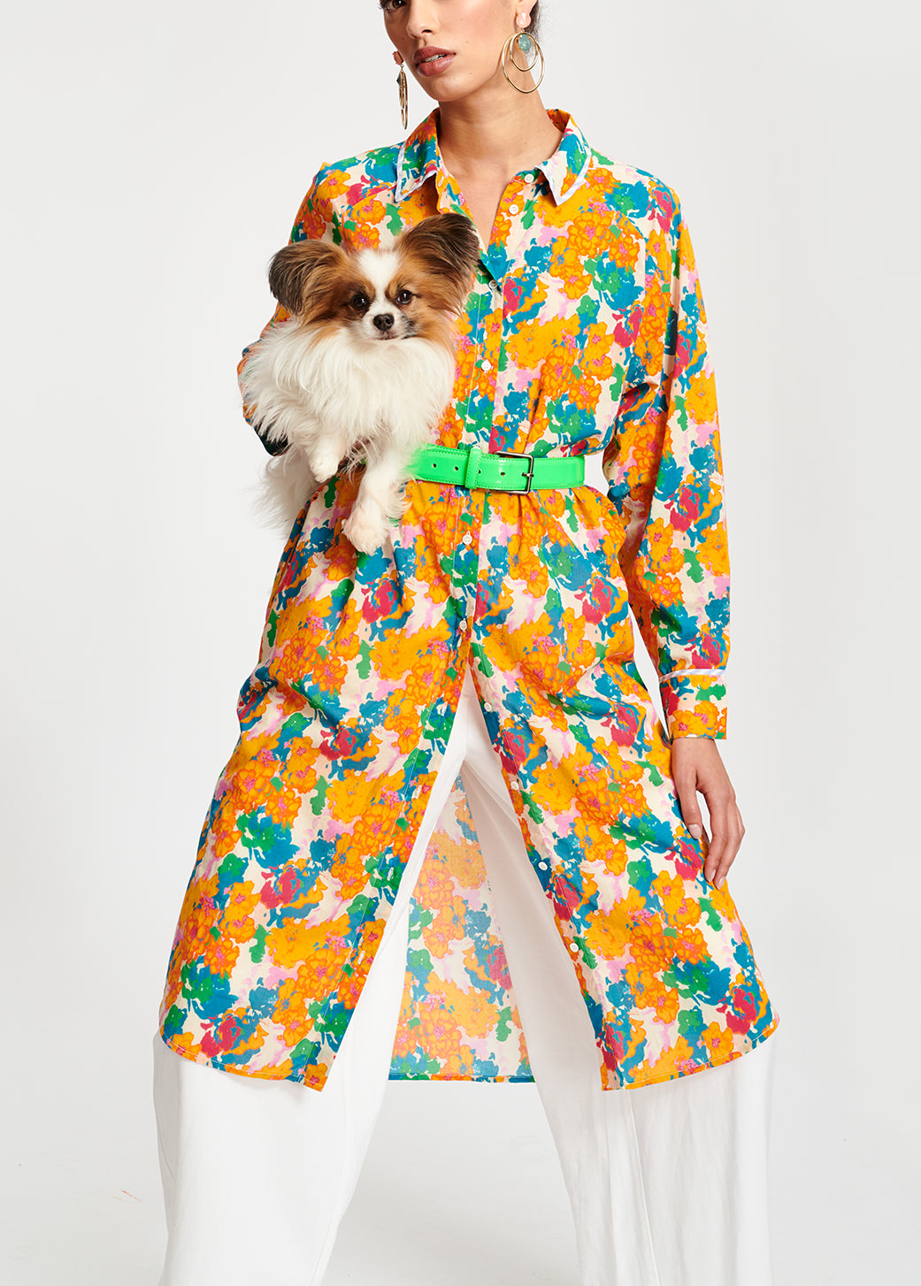 Multicoloured floral-print shirt dress RE—SSENTIEL | Essentiel second hand