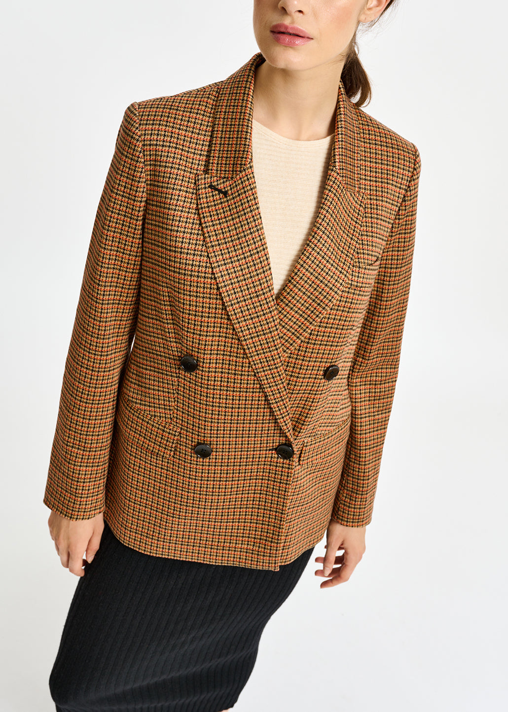 Blazer croisé à pied-de-poule RE—SSENTIEL | Essentiel second hand