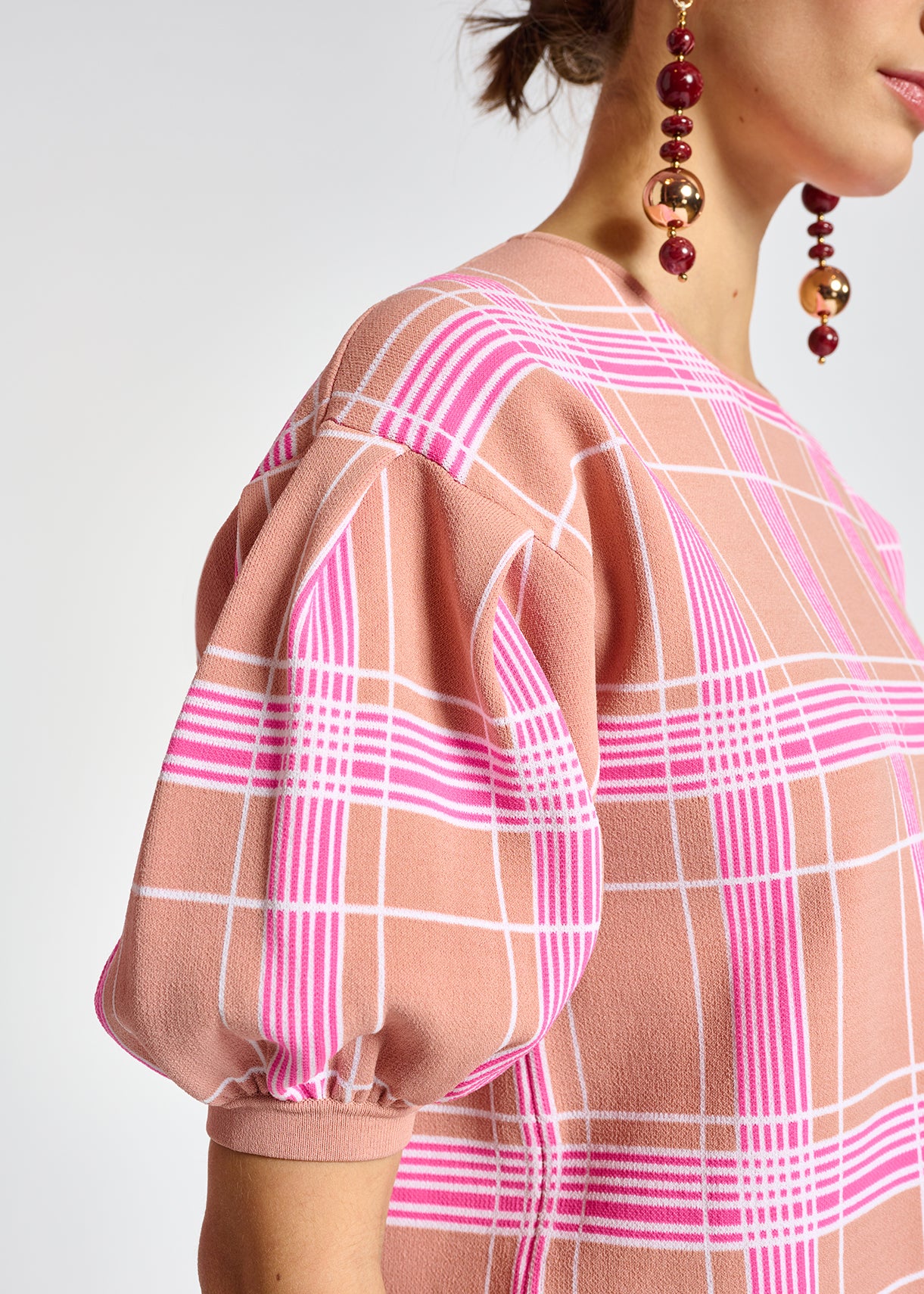 Top en tricot rose vintage à carreaux RE—SSENTIEL | Essentiel second hand