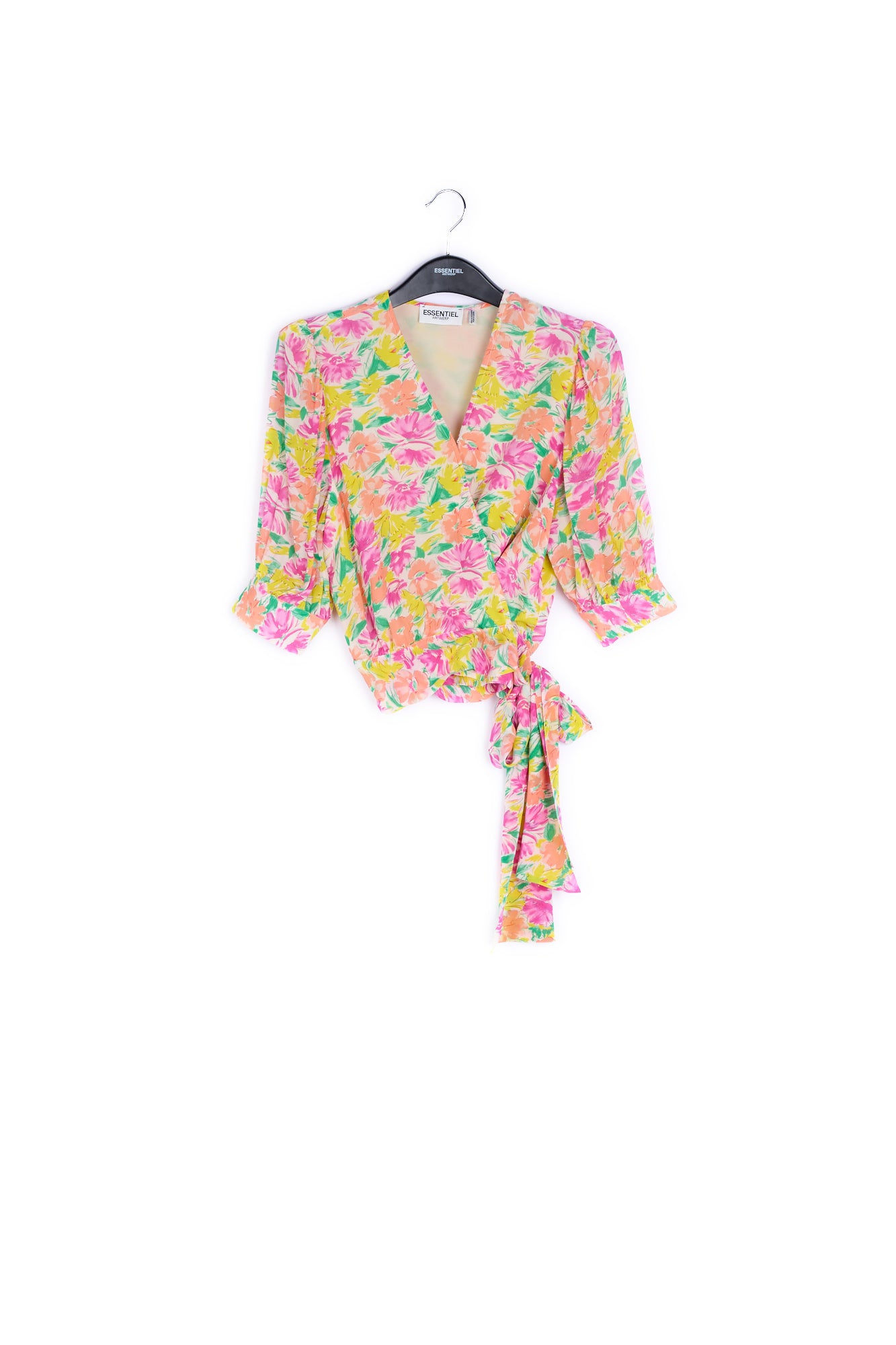Multicolored floral-print wrap top RE—SSENTIEL | Essentiel second hand