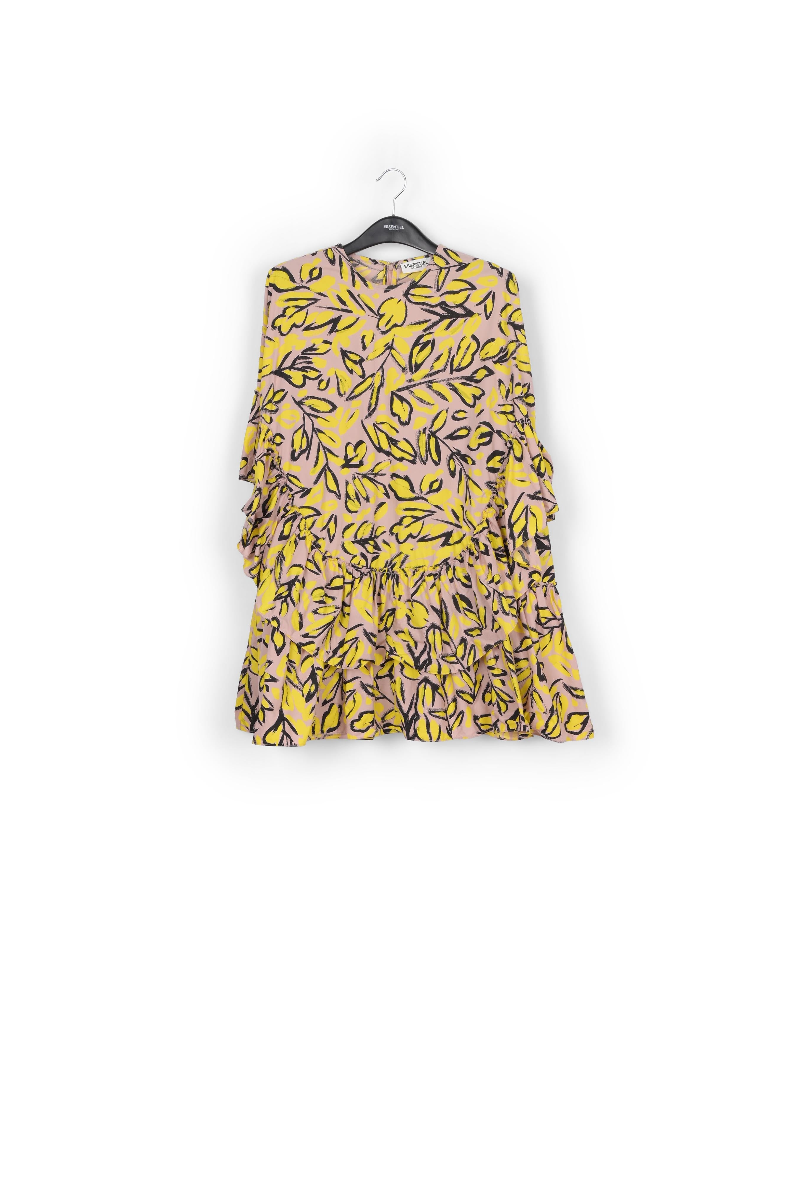 Beige ruffled cotton dress RE—SSENTIEL | Essentiel second hand