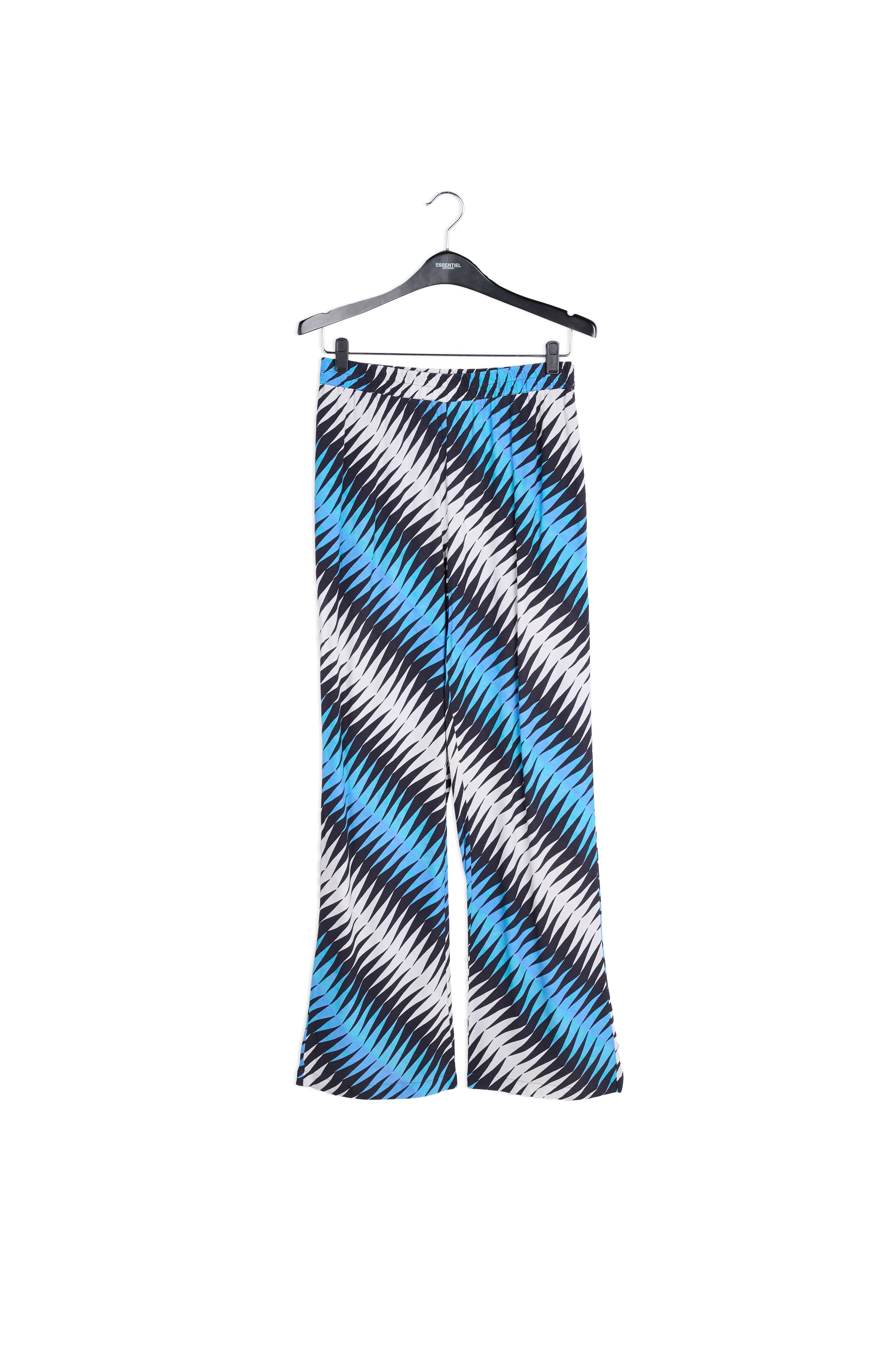 Blue, black and white graphic print wide-leg pants RE—SSENTIEL | Essentiel second hand