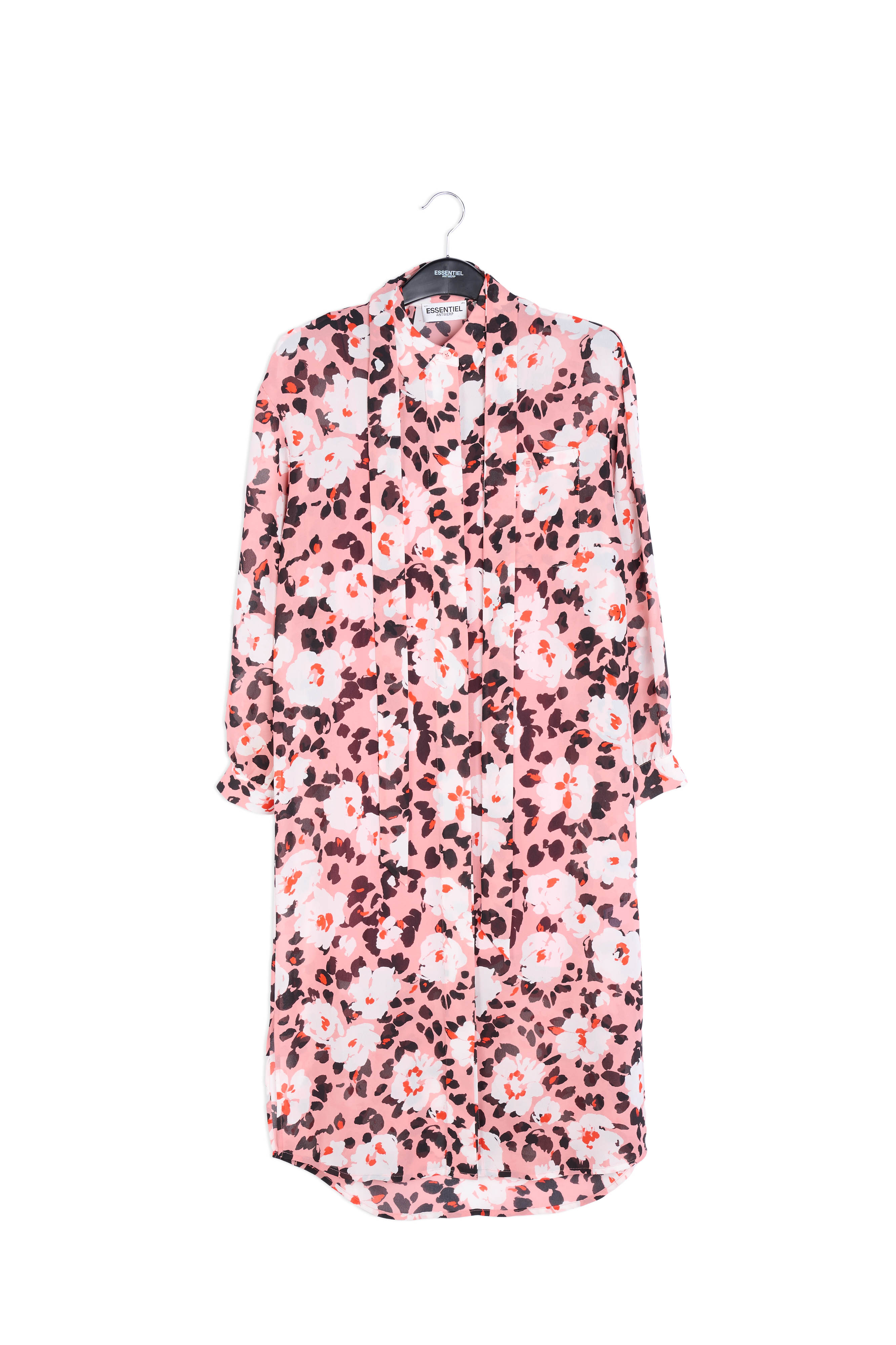 Pink floral-print shirt dress RE—SSENTIEL | Essentiel second hand