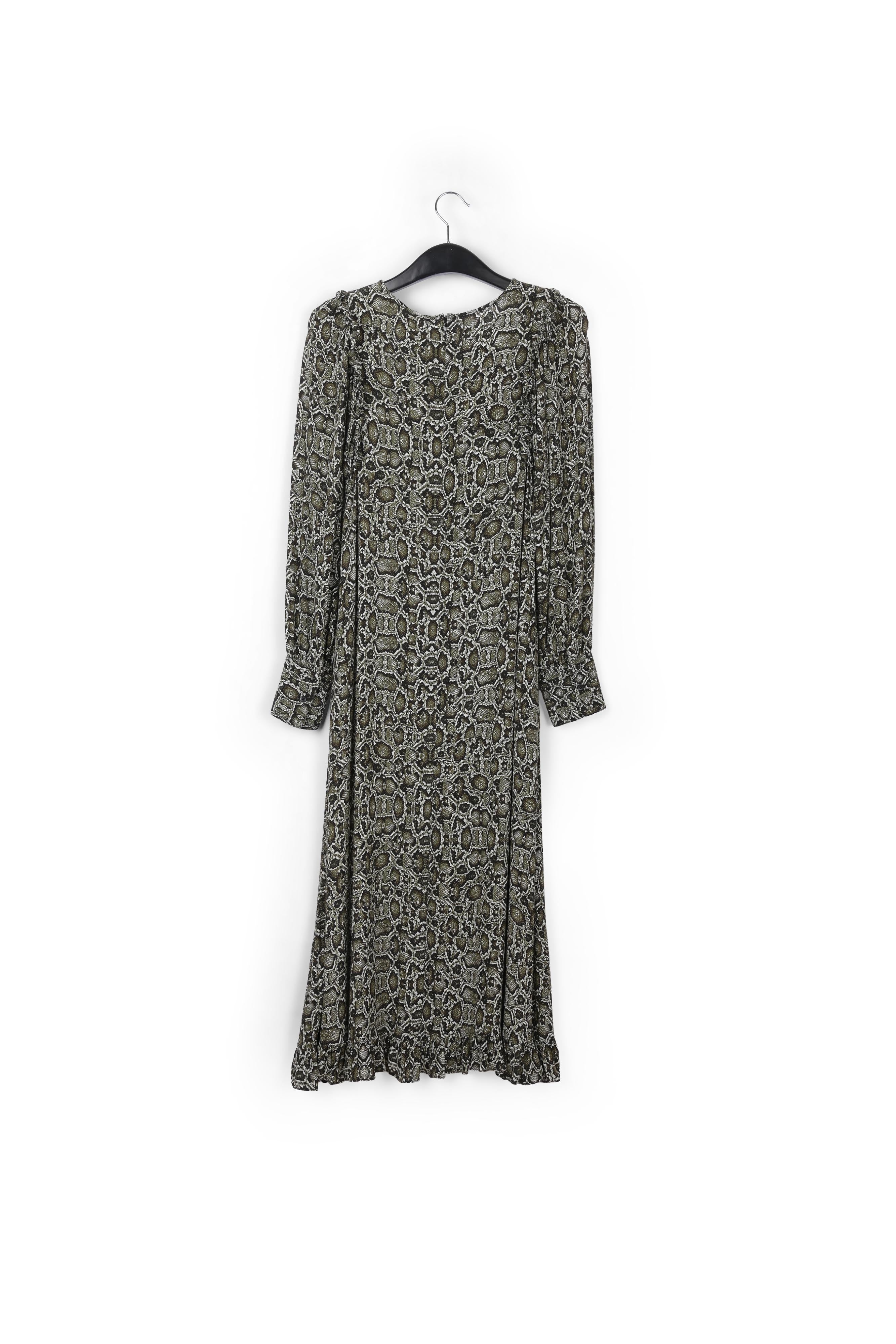 Robe midi vert kaki à imprimé serpent RE—SSENTIEL | Essentiel second hand