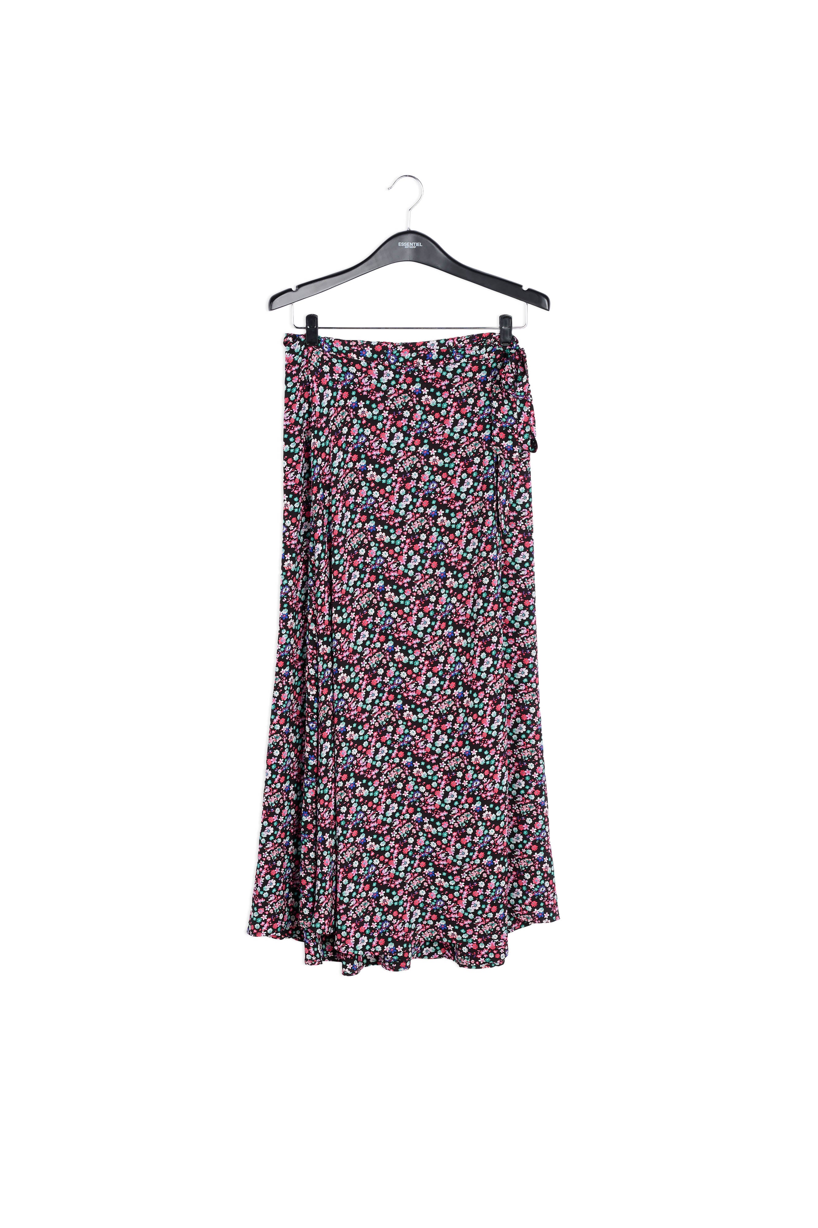 Jupe maxi noire cache-cœur à imprimé floral RE—SSENTIEL | Essentiel second hand