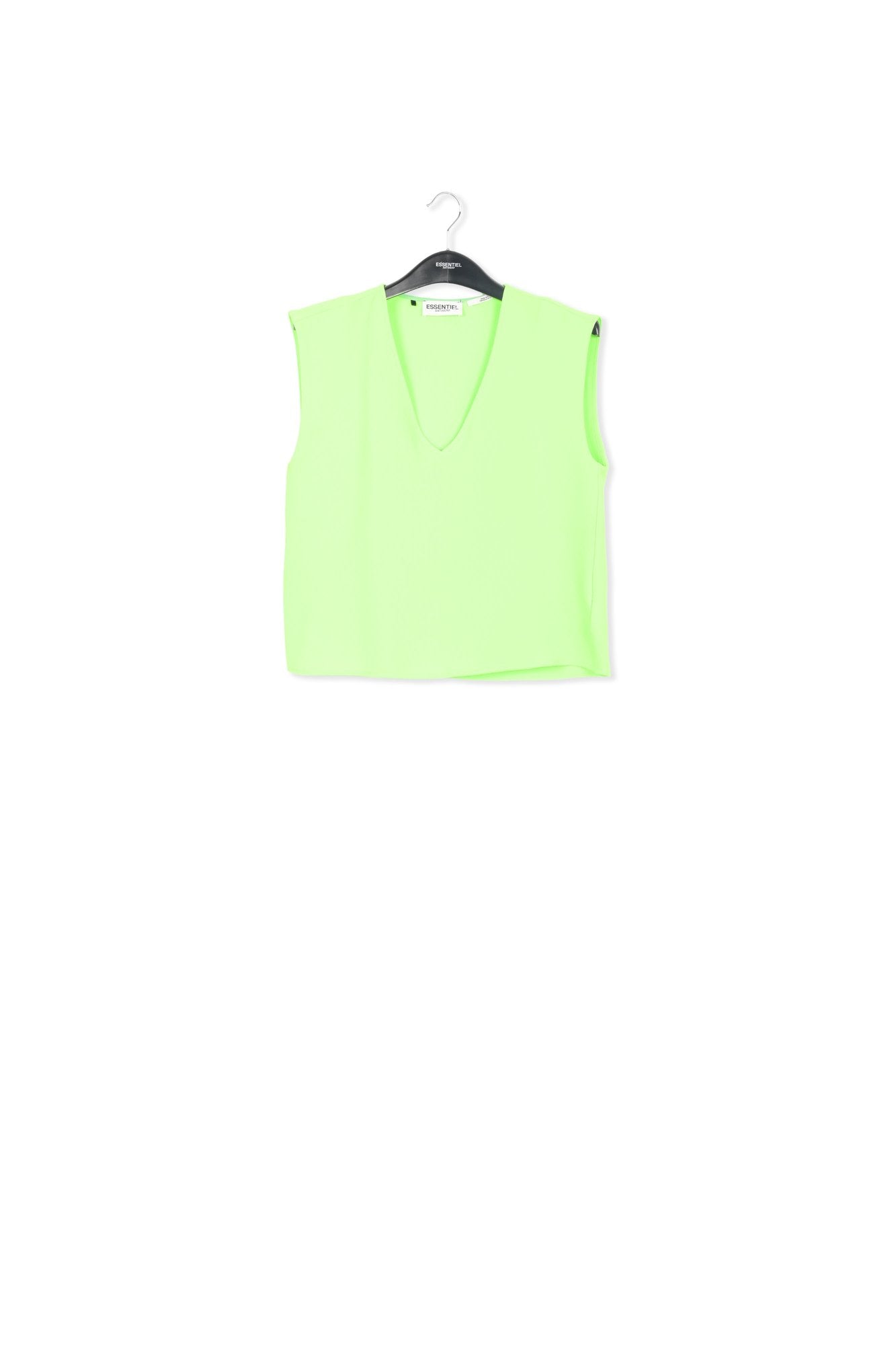 Fluogroene mouwloze top met V-hals RE—SSENTIEL | Essentiel second hand