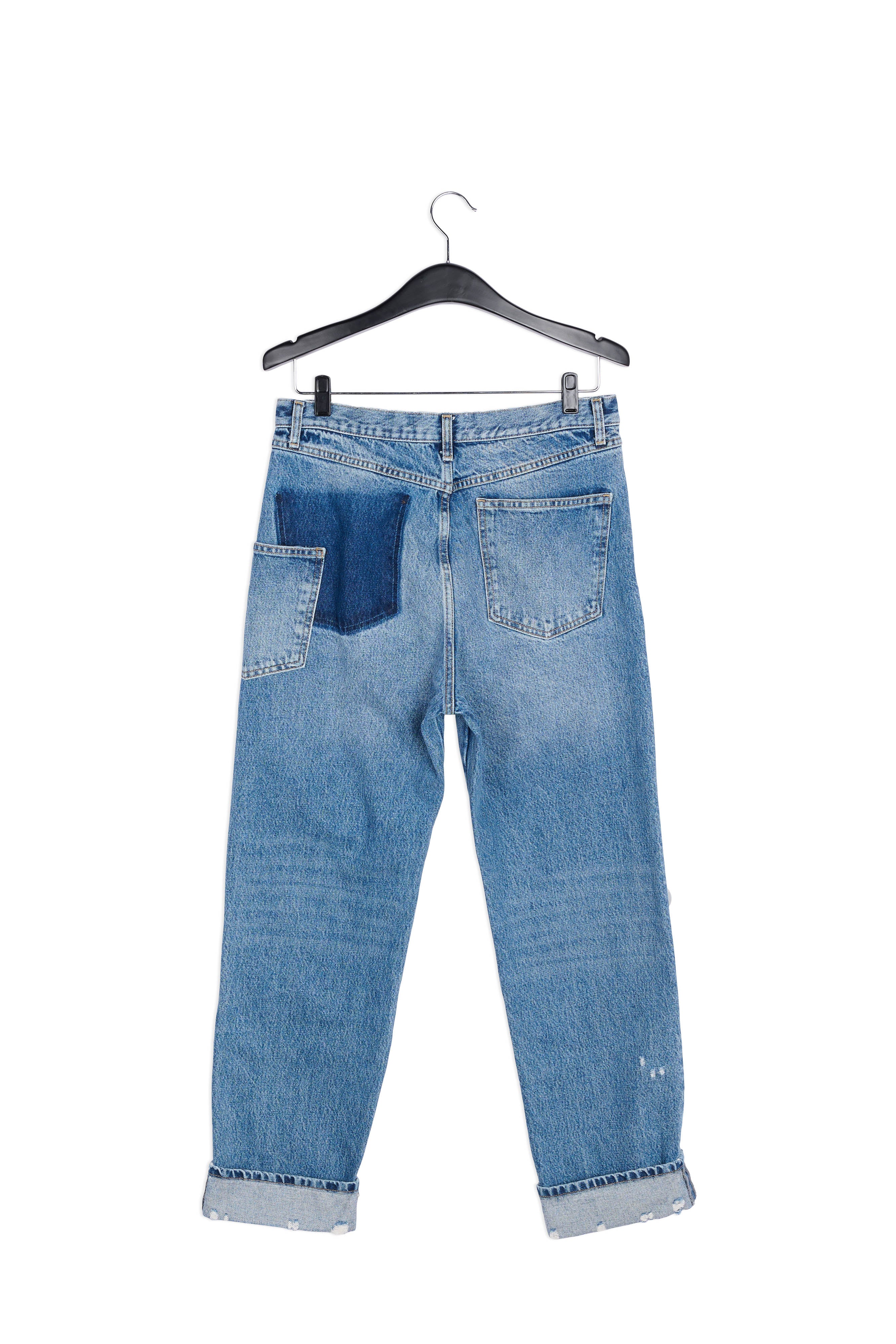 Jean bleu patchwork à effet délavé RE—SSENTIEL | Essentiel second hand