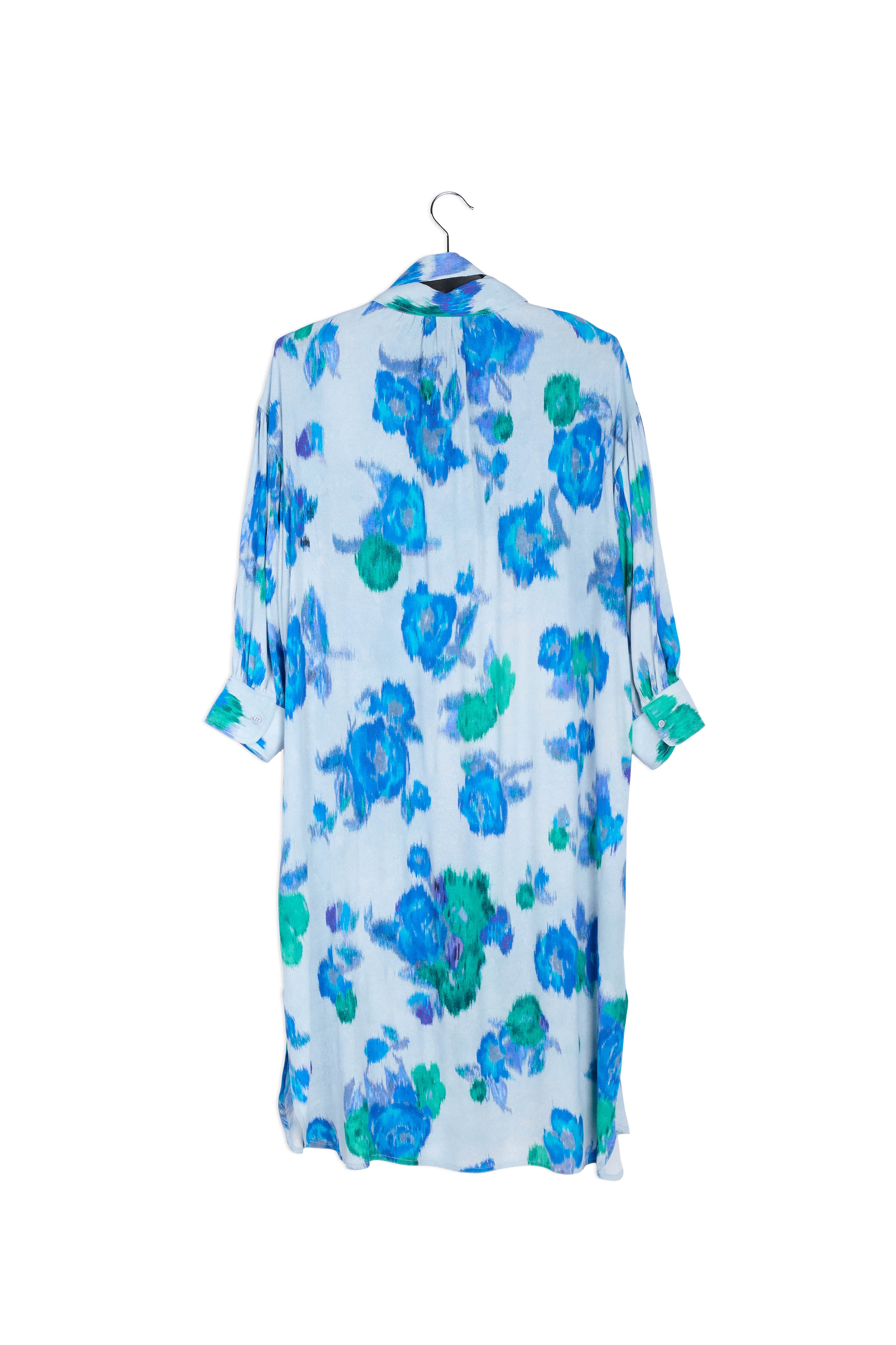 Light blue, blue and green floral-print shirt dress RE—SSENTIEL | Essentiel second hand