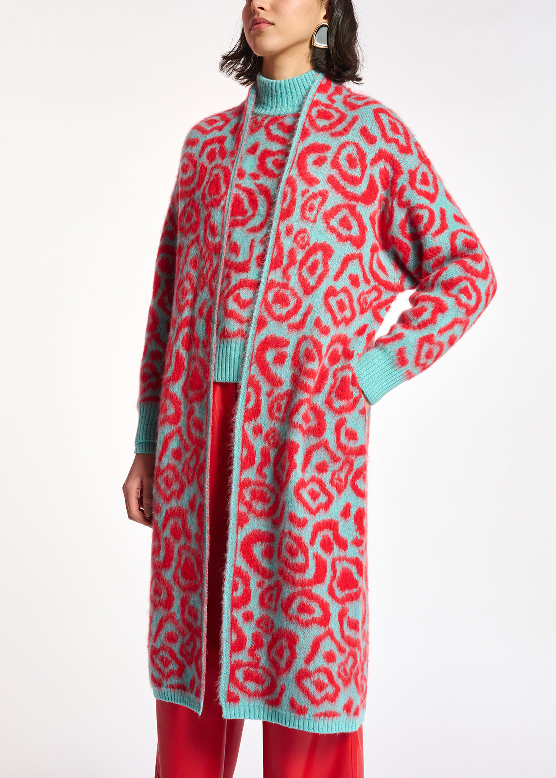 Blue and red leopard-print cardigan RE—SSENTIEL | Essentiel second hand