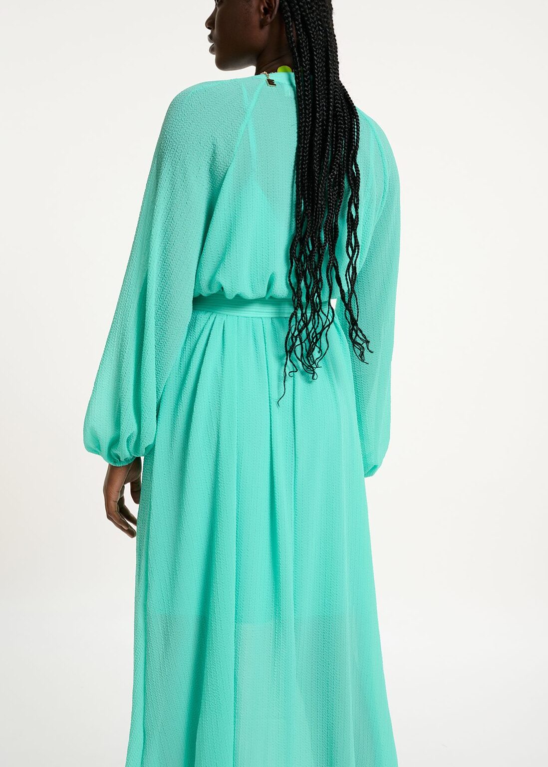 Robe chemise midi turquoise avec ceinture RE—SSENTIEL | Essentiel second hand