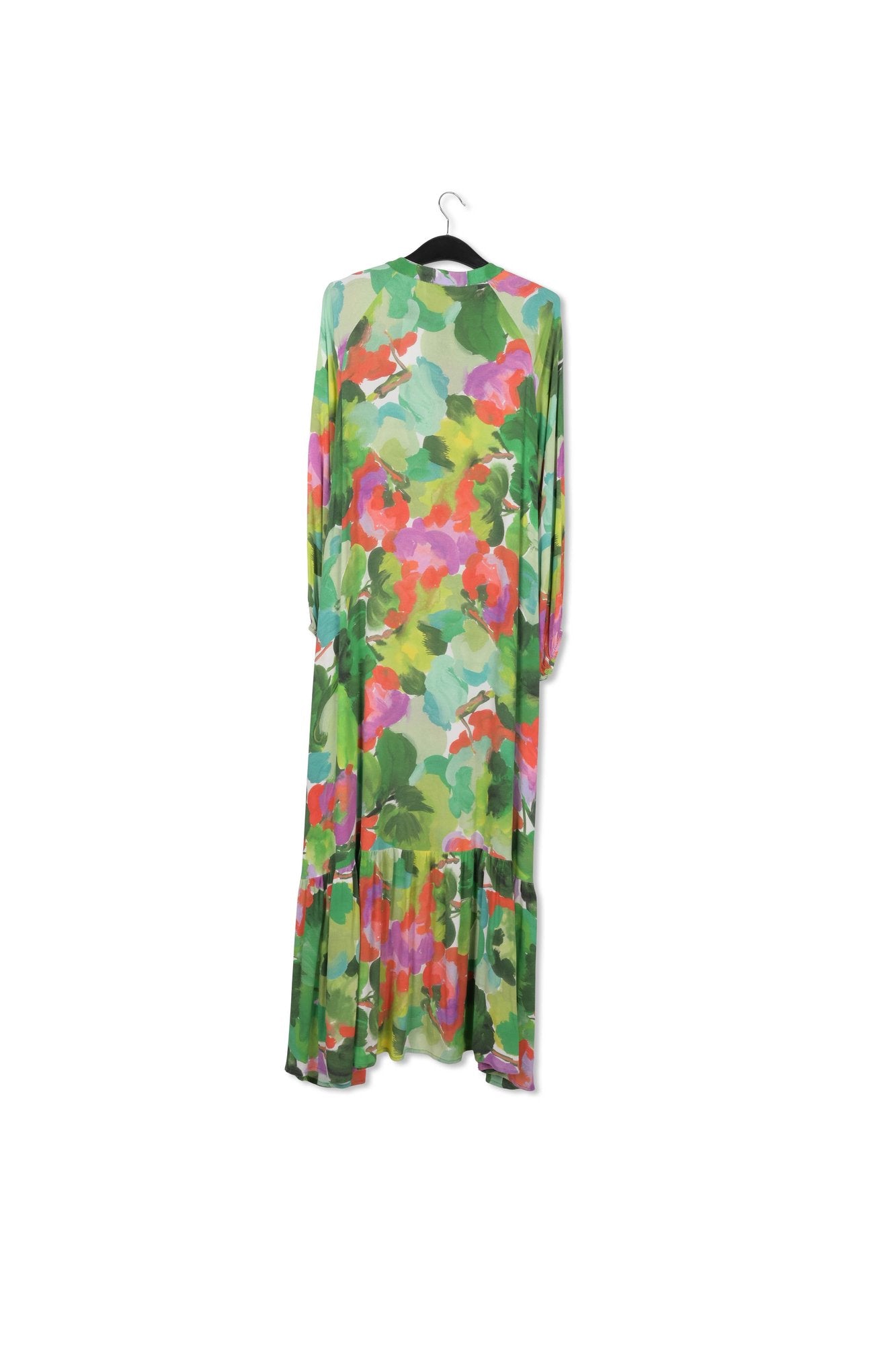 Green watercolor print maxi-length shirt dress RE—SSENTIEL | Essentiel second hand