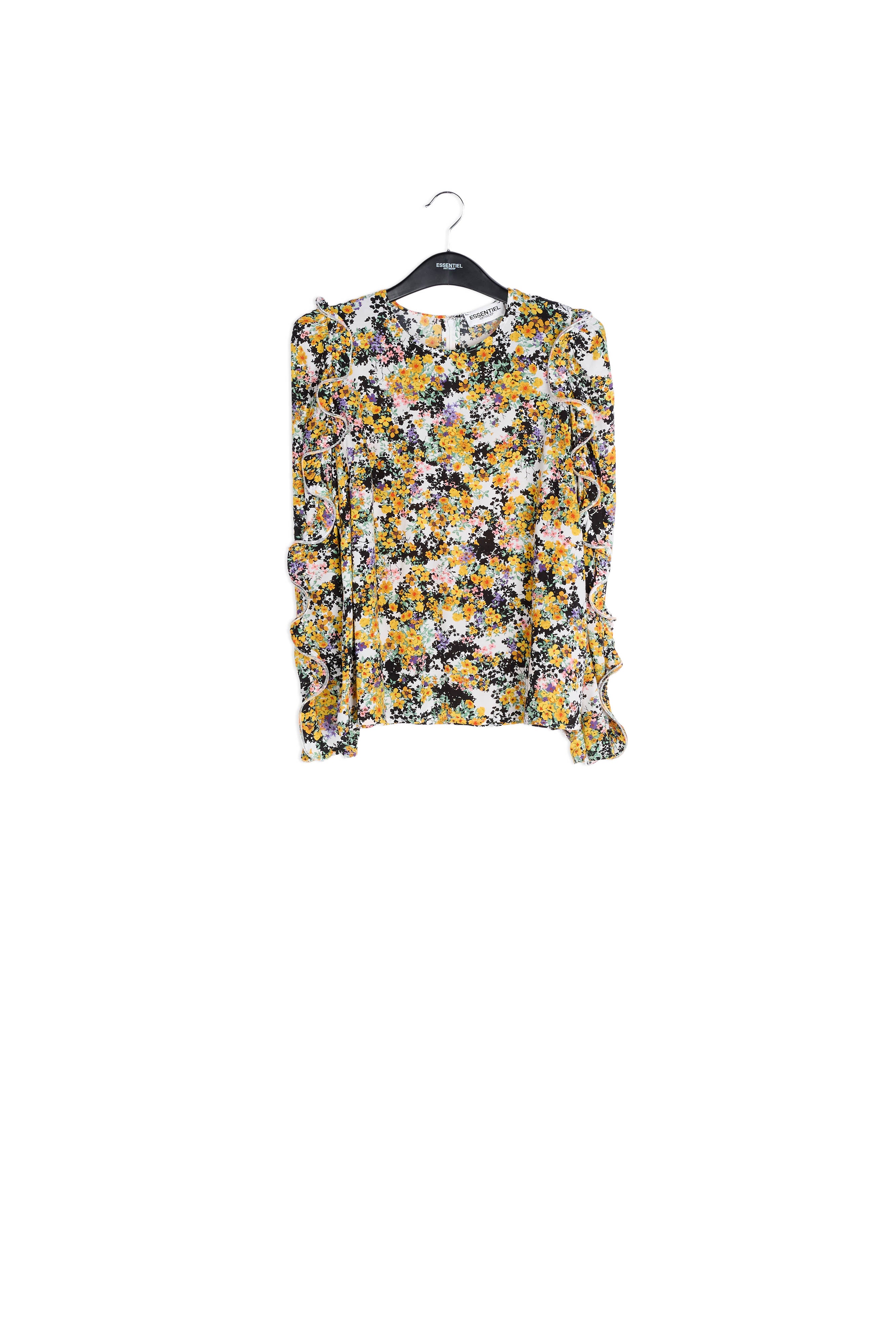 Off-white ruffled floral-print top RE—SSENTIEL | Essentiel second hand