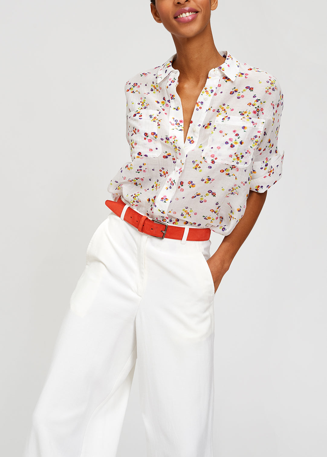 White floral shirt RE—SSENTIEL | Essentiel second hand