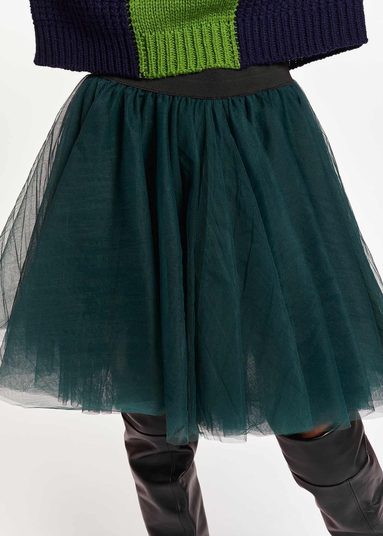 Dark green tulle mini skirt RE—SSENTIEL | Essentiel second hand
