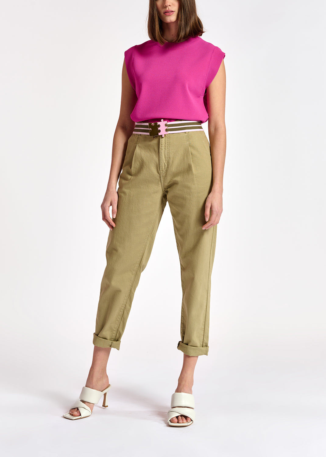 Pink sleeveless knitted top RE—SSENTIEL | Essentiel second hand