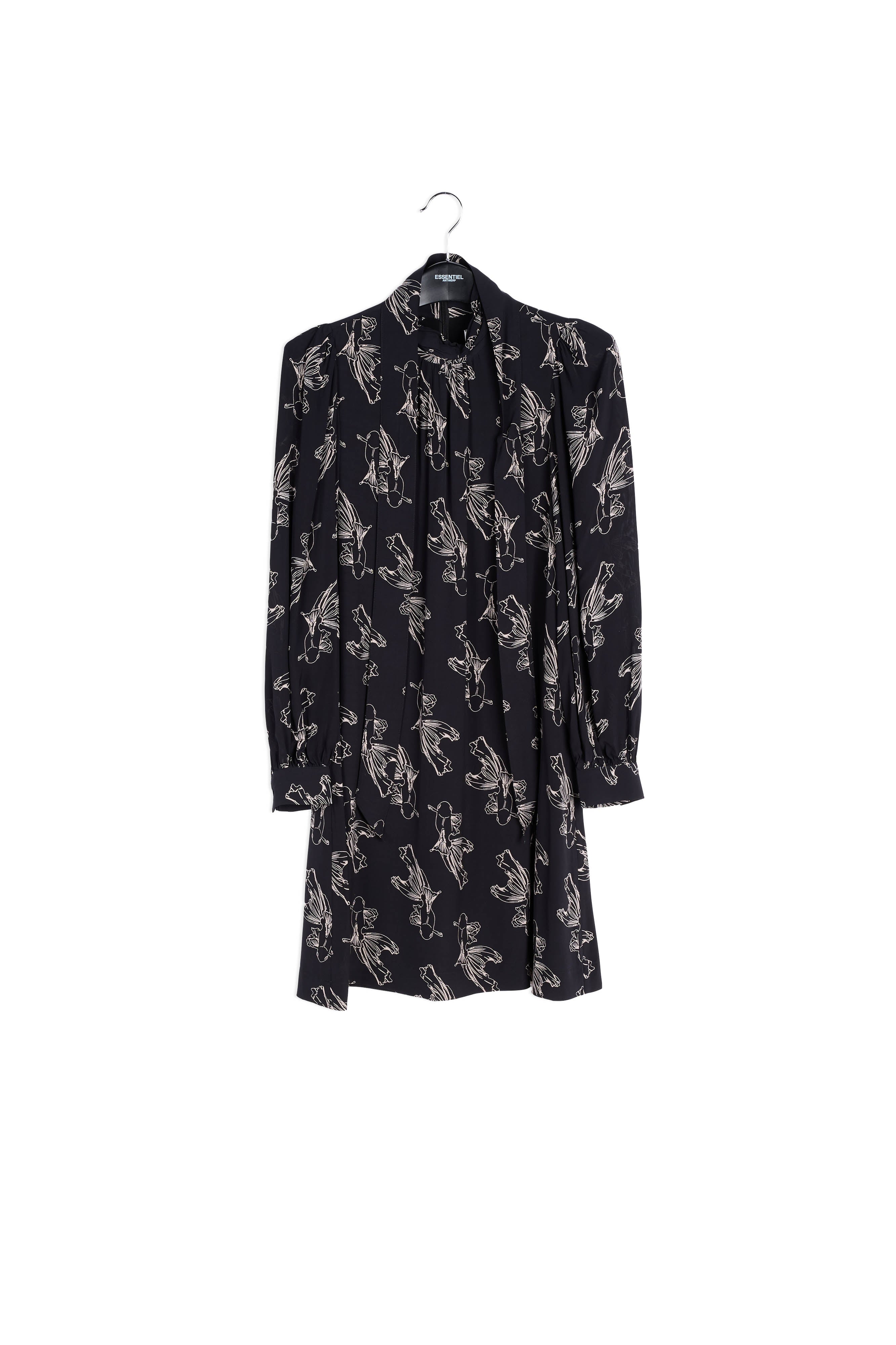 Black graphic print mini dress RE—SSENTIEL | Essentiel second hand