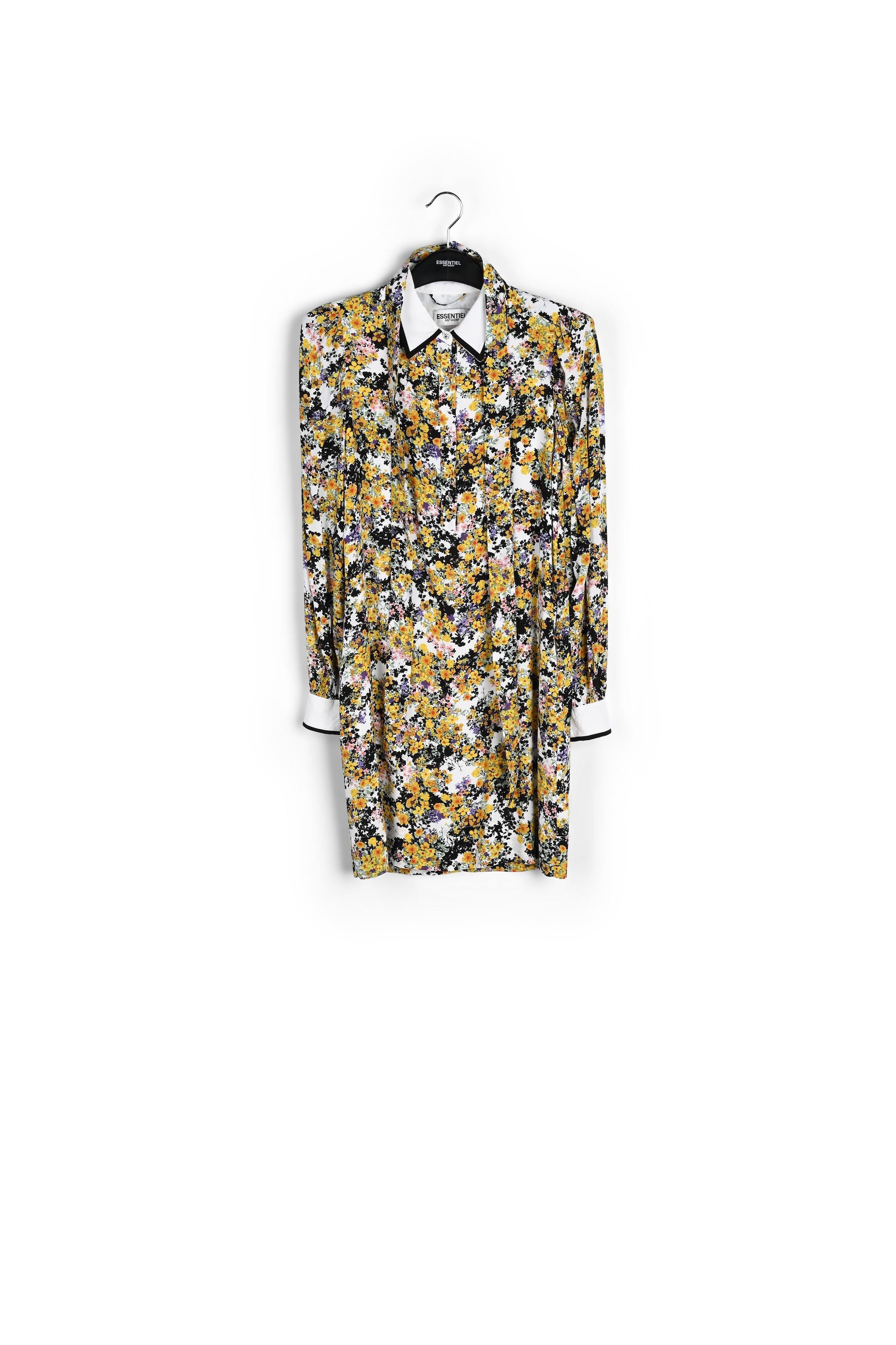 Off-white floral mini shirtdress RE—SSENTIEL | Essentiel second hand