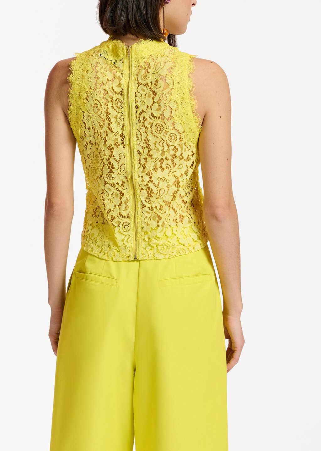 Yellow embroidered lace top RE—SSENTIEL | Essentiel second hand