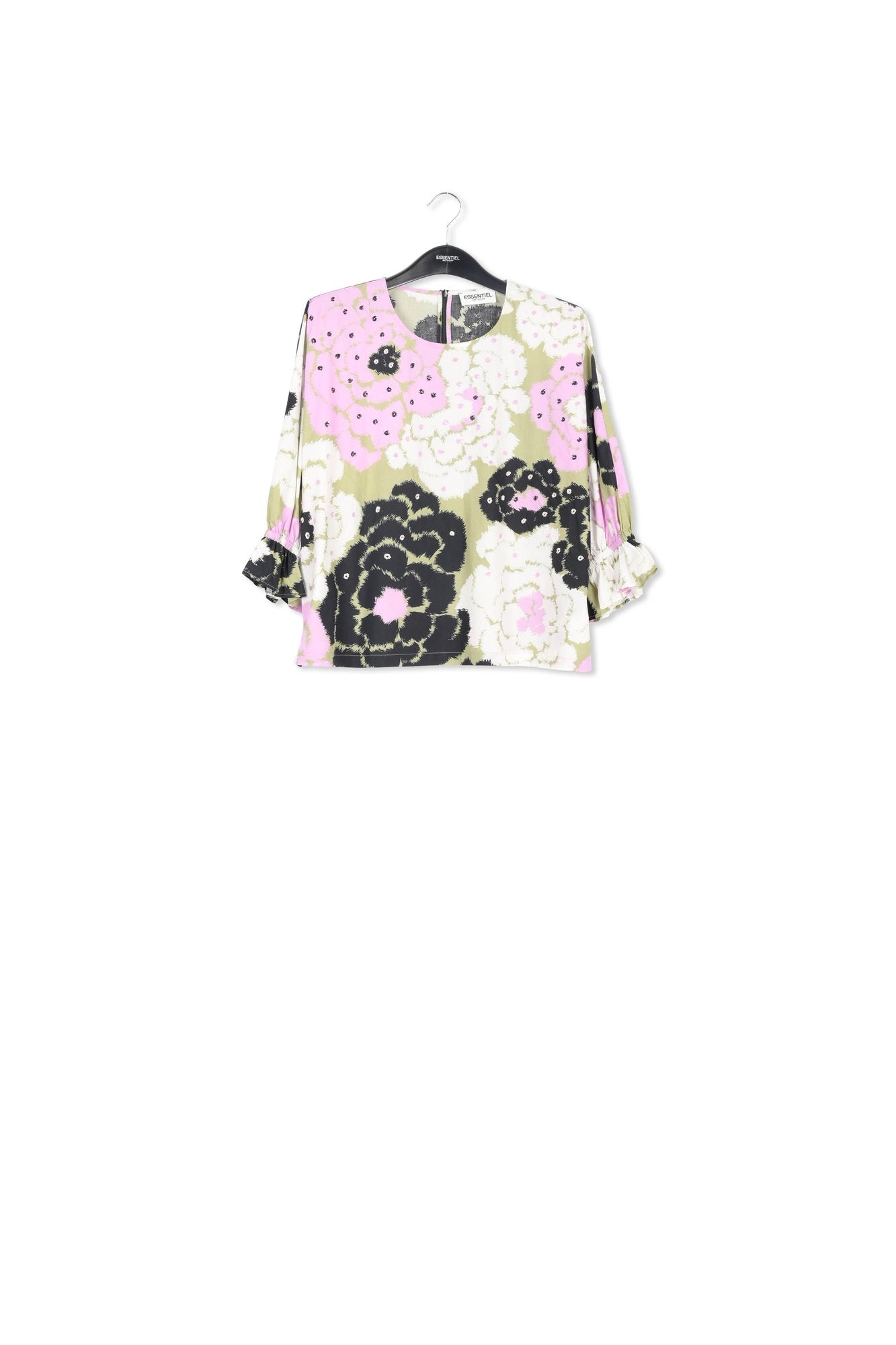 Top kaki, lilas et blanc cassé à manches bouffantes RE—SSENTIEL | Essentiel second hand