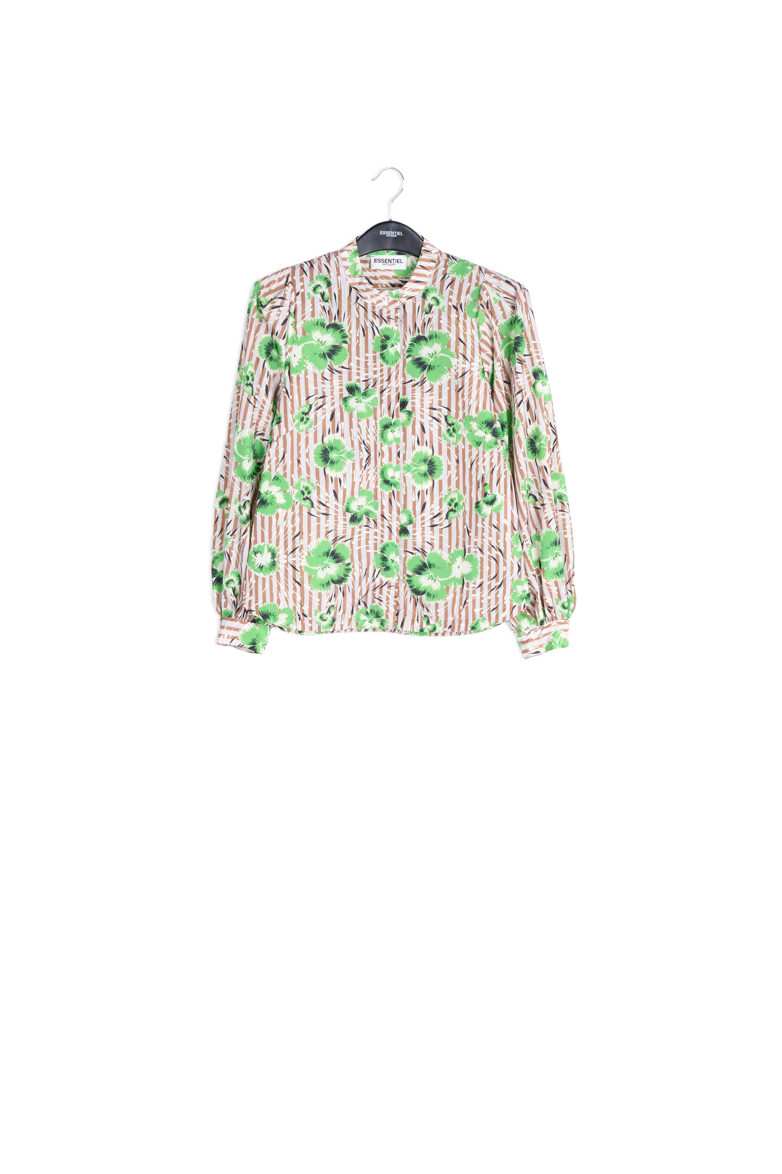 Green puffed-sleeve top RE—SSENTIEL | Essentiel second hand