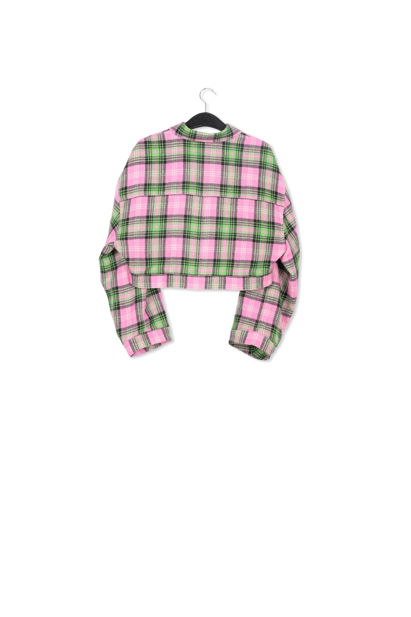 Veste courte à carreaux rose et vert fluo RE—SSENTIEL | Essentiel second hand