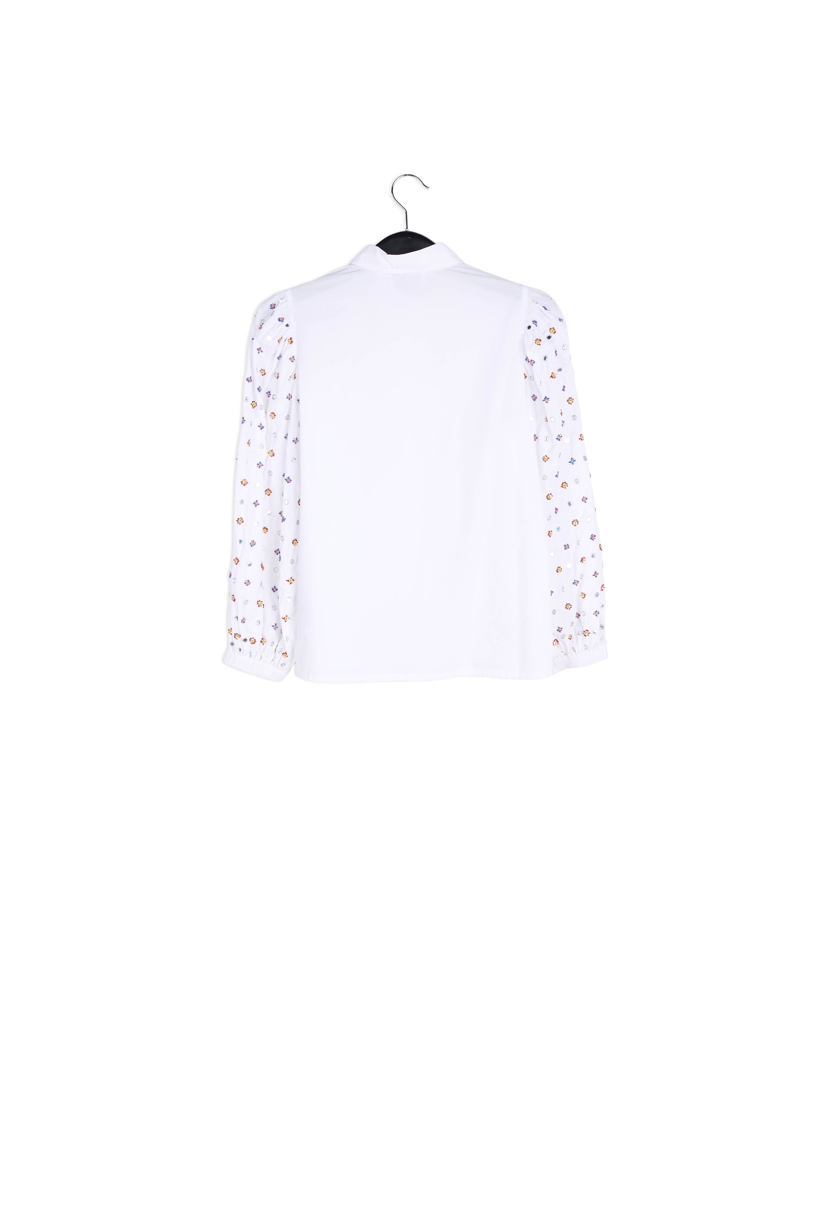 White mirror-embroidered puffed-sleeve shirt RE—SSENTIEL | Essentiel second hand