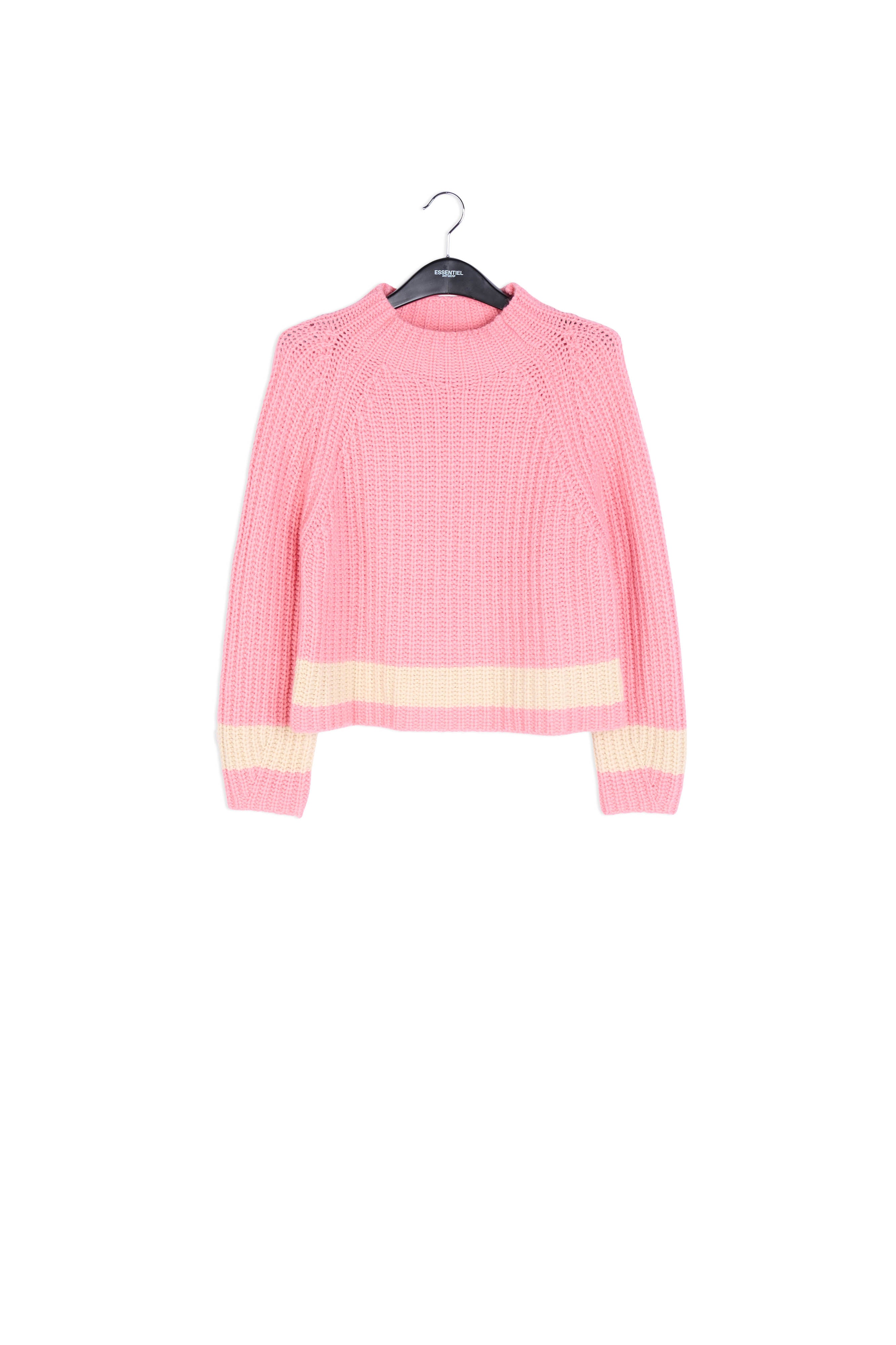 Pink ribbed wool-blend sweater RE—SSENTIEL | Essentiel second hand