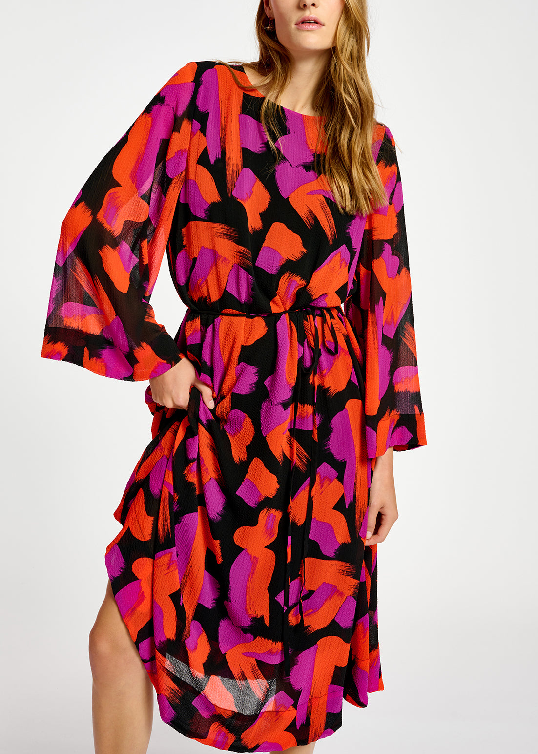 Black, orange and purple abstract-print maxi dress RE—SSENTIEL | Essentiel second hand