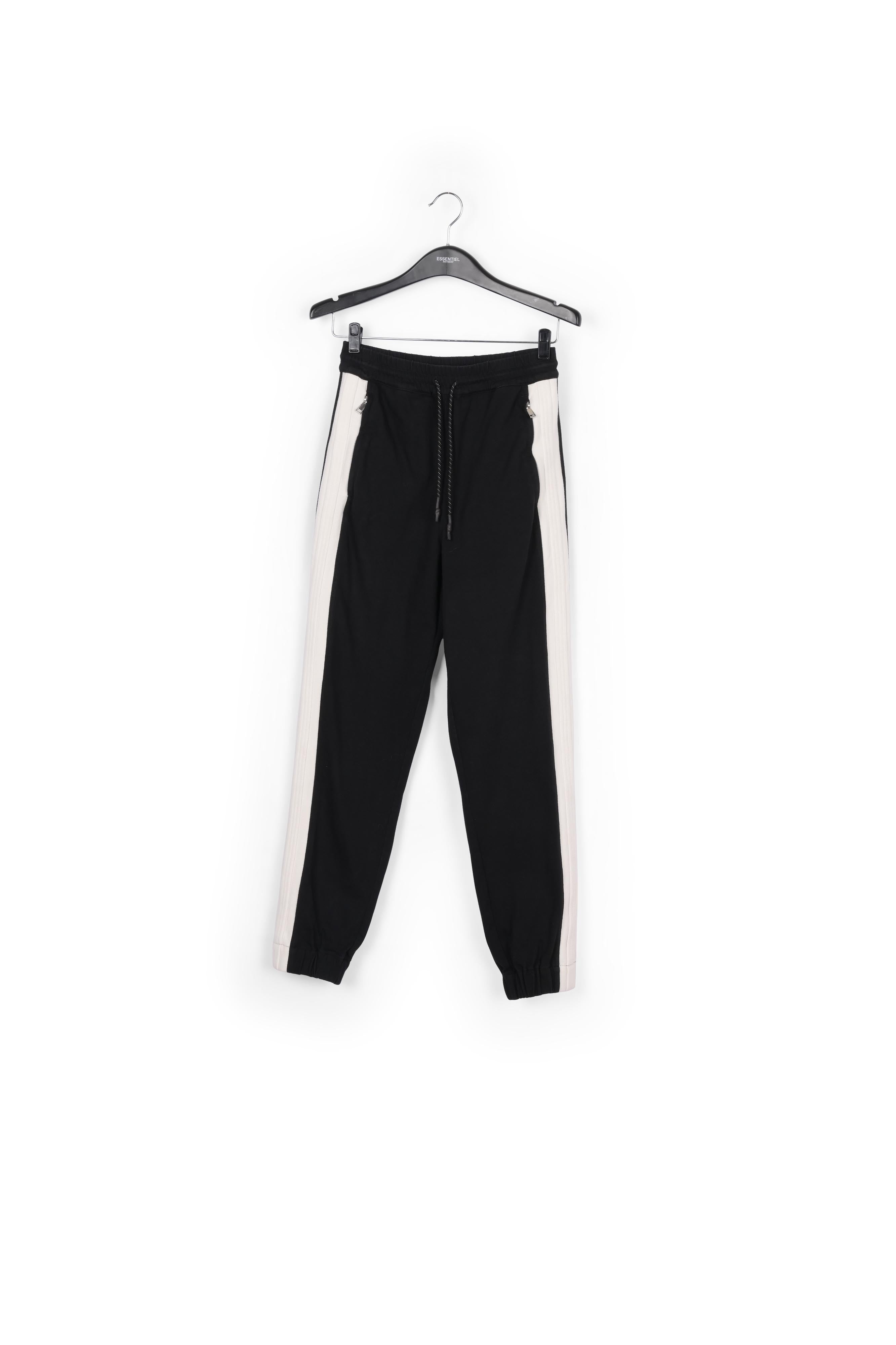 Pantalon de jogging noir avec bande côtelée RE—SSENTIEL | Essentiel second hand
