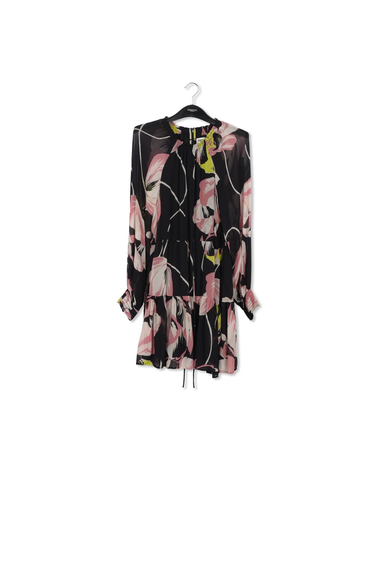 Black floral-print mini dress RE—SSENTIEL | Essentiel second hand