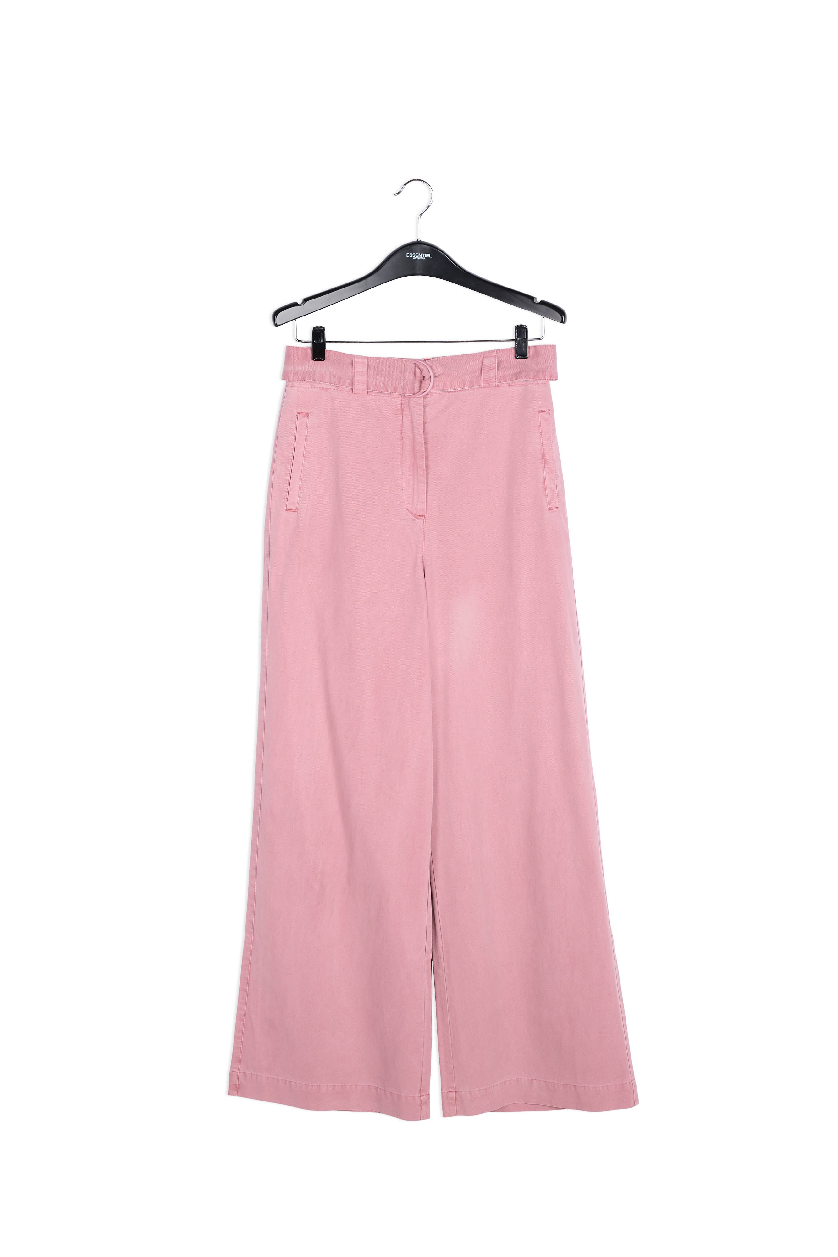 Powder pink belted high-waisted wide-leg jeans RE—SSENTIEL | Essentiel second hand