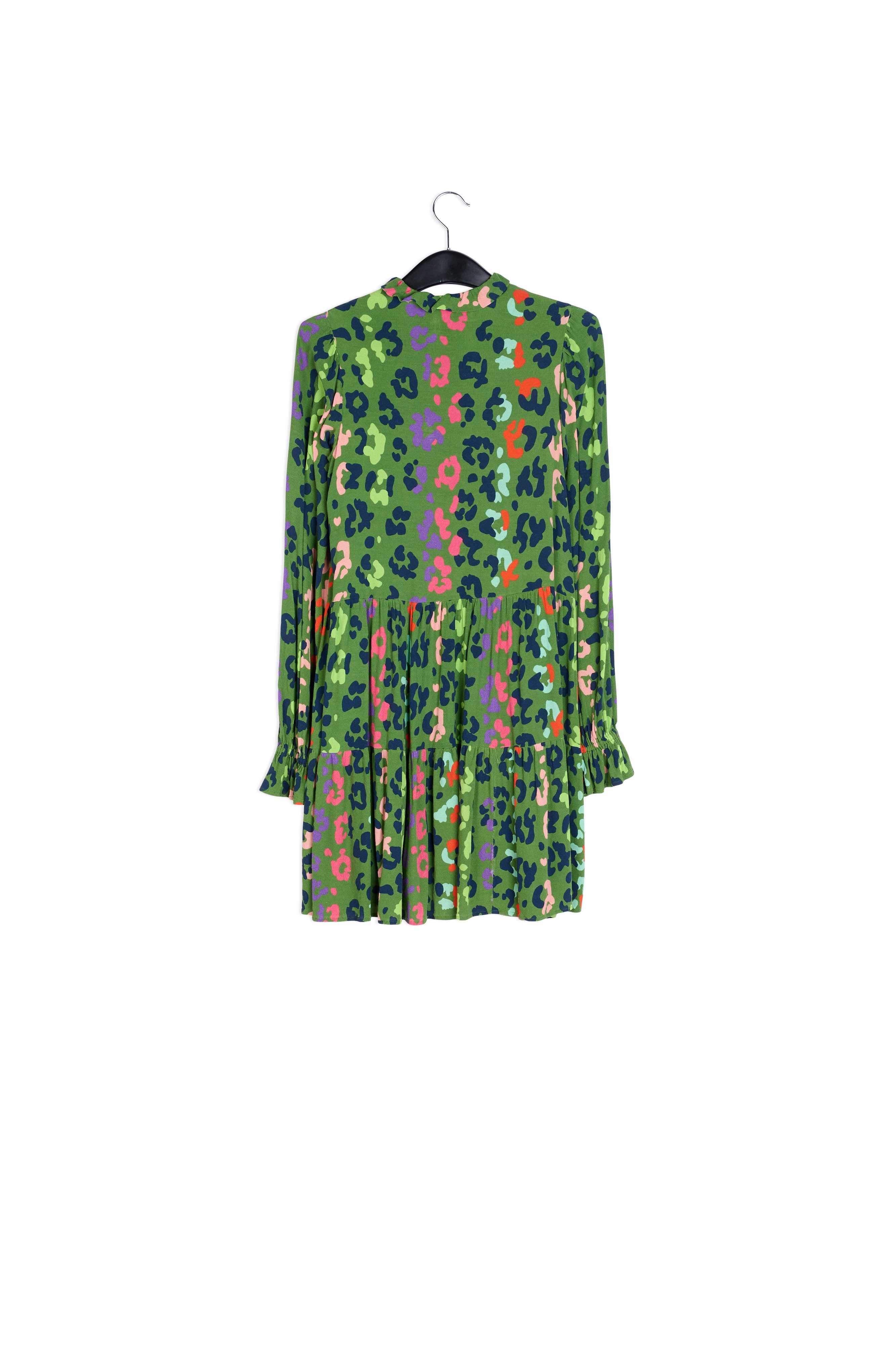 Groene mini-jurk met luipaardprint RE—SSENTIEL | Essentiel second hand