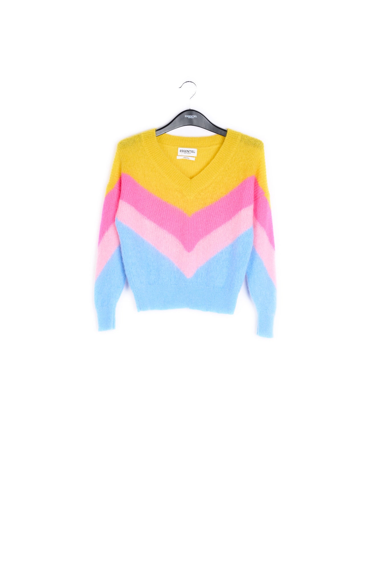 Yellow, pink and blue v pattern sweater RE—SSENTIEL | Essentiel second hand