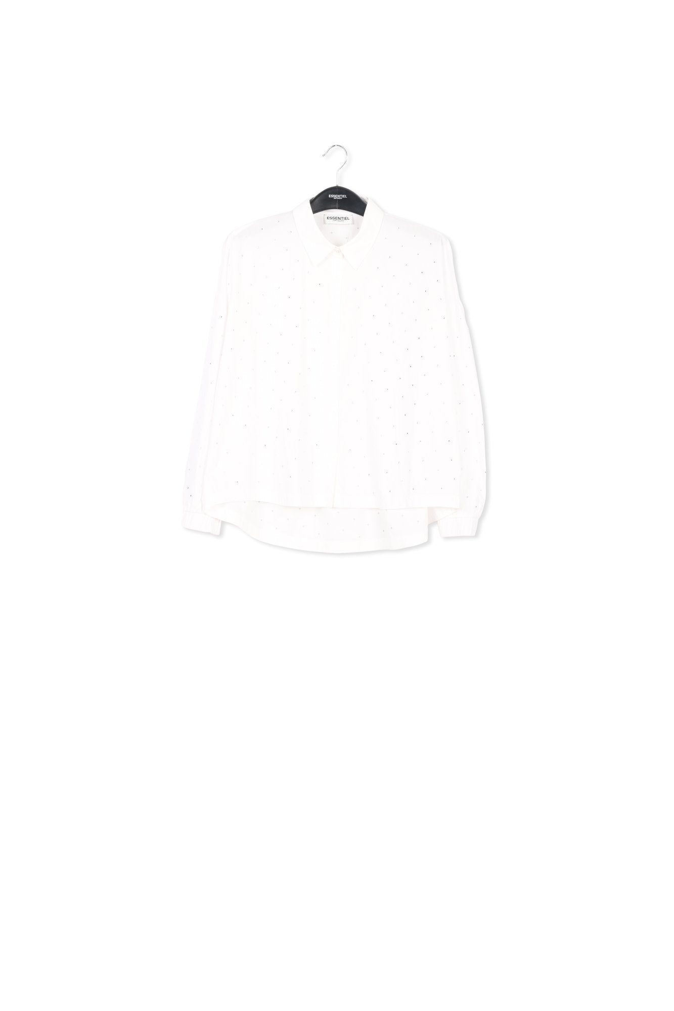 Wit oversized hemd van popeline met stras RE—SSENTIEL | Essentiel second hand