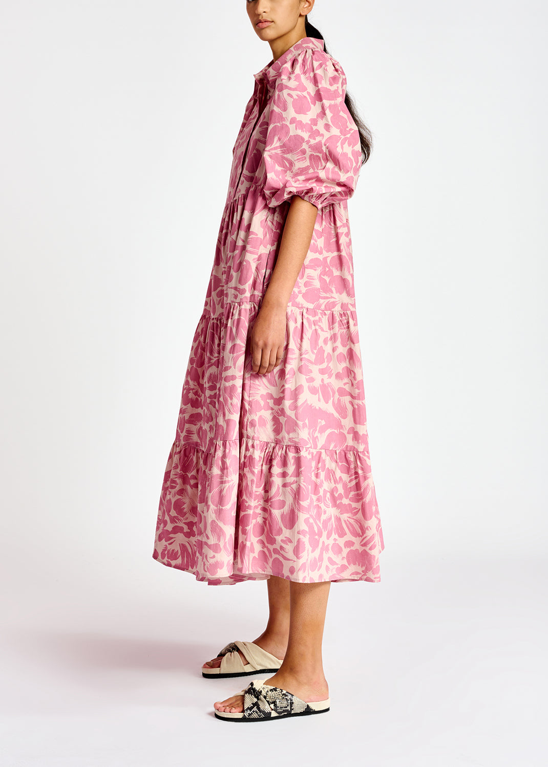 Lilac and light pink floral-print maxi dress RE—SSENTIEL | Essentiel second hand