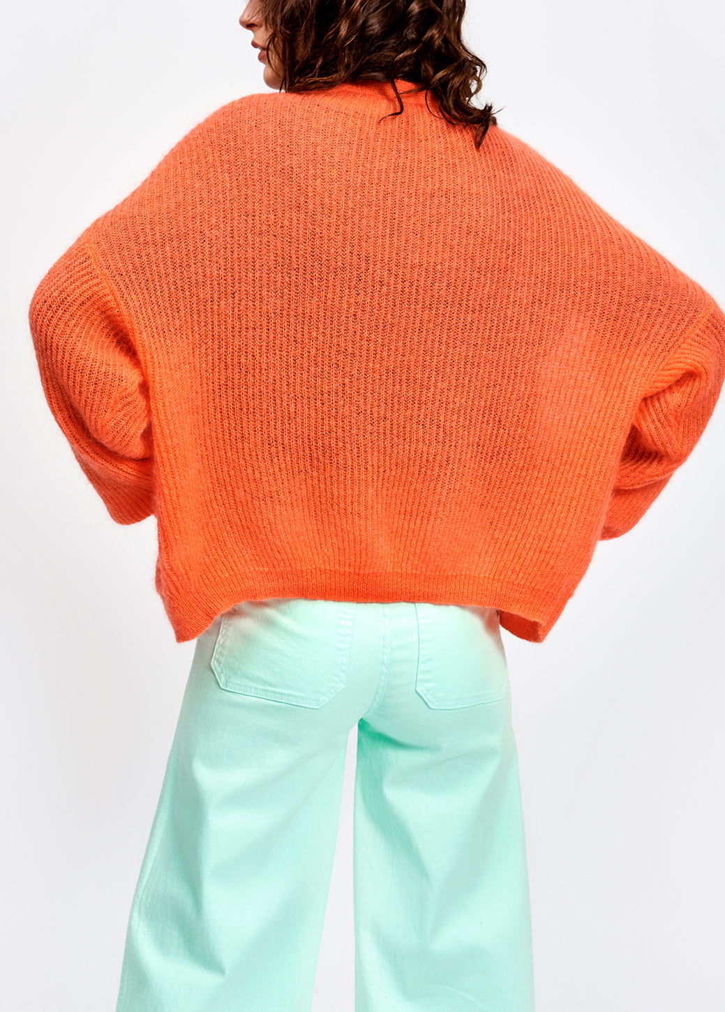 Orange ribbed knit cardigan with mohair RE—SSENTIEL | Essentiel second hand