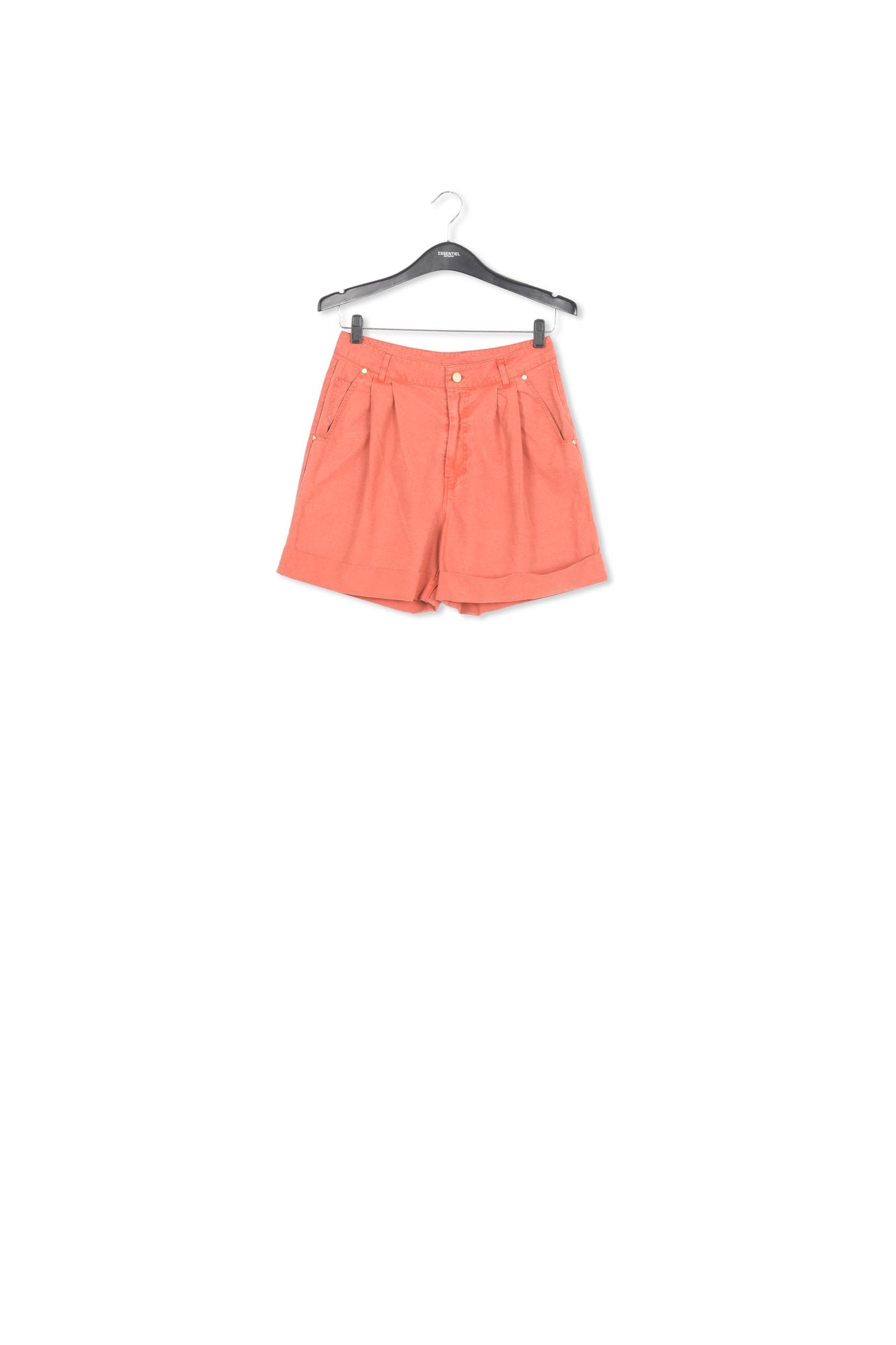 Dark orange high-rise loose-fit denim shorts RE—SSENTIEL | Essentiel second hand