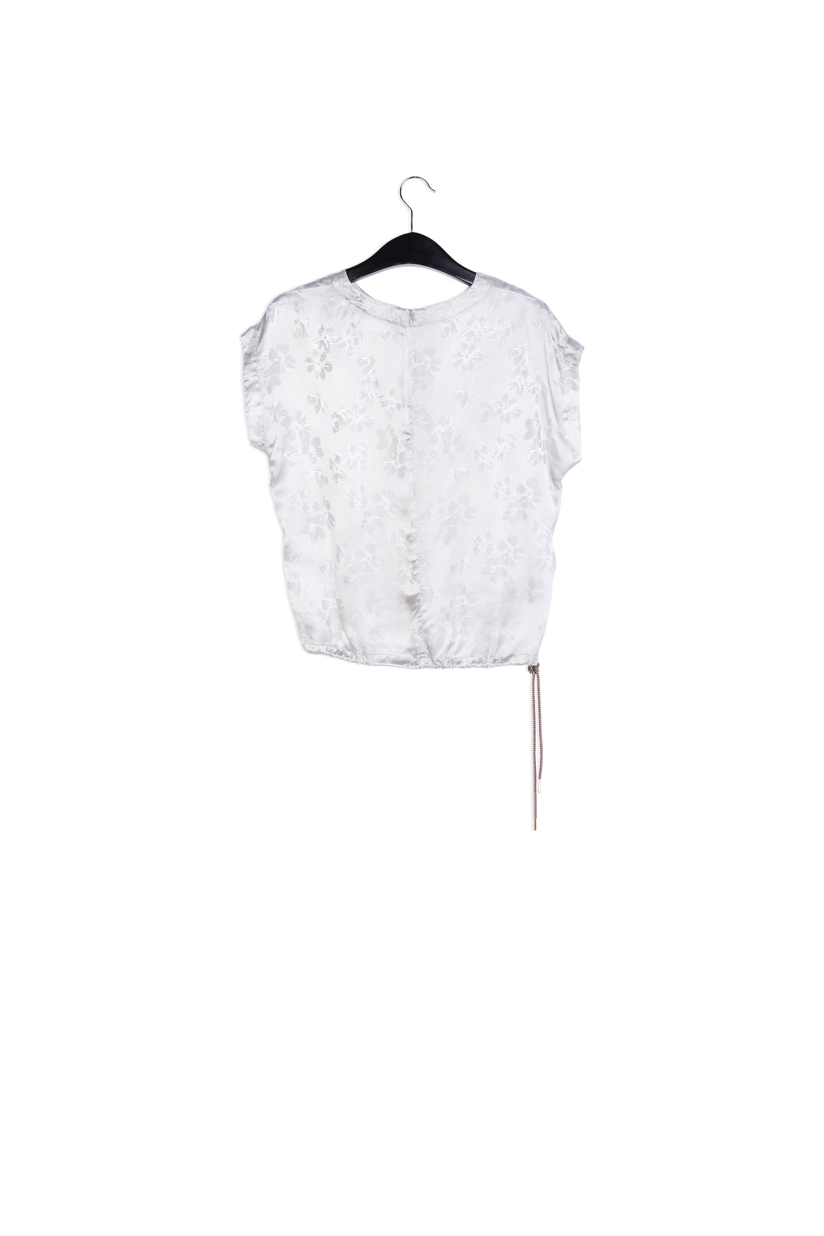 Grey floral-print jacquard top RE—SSENTIEL | Essentiel second hand