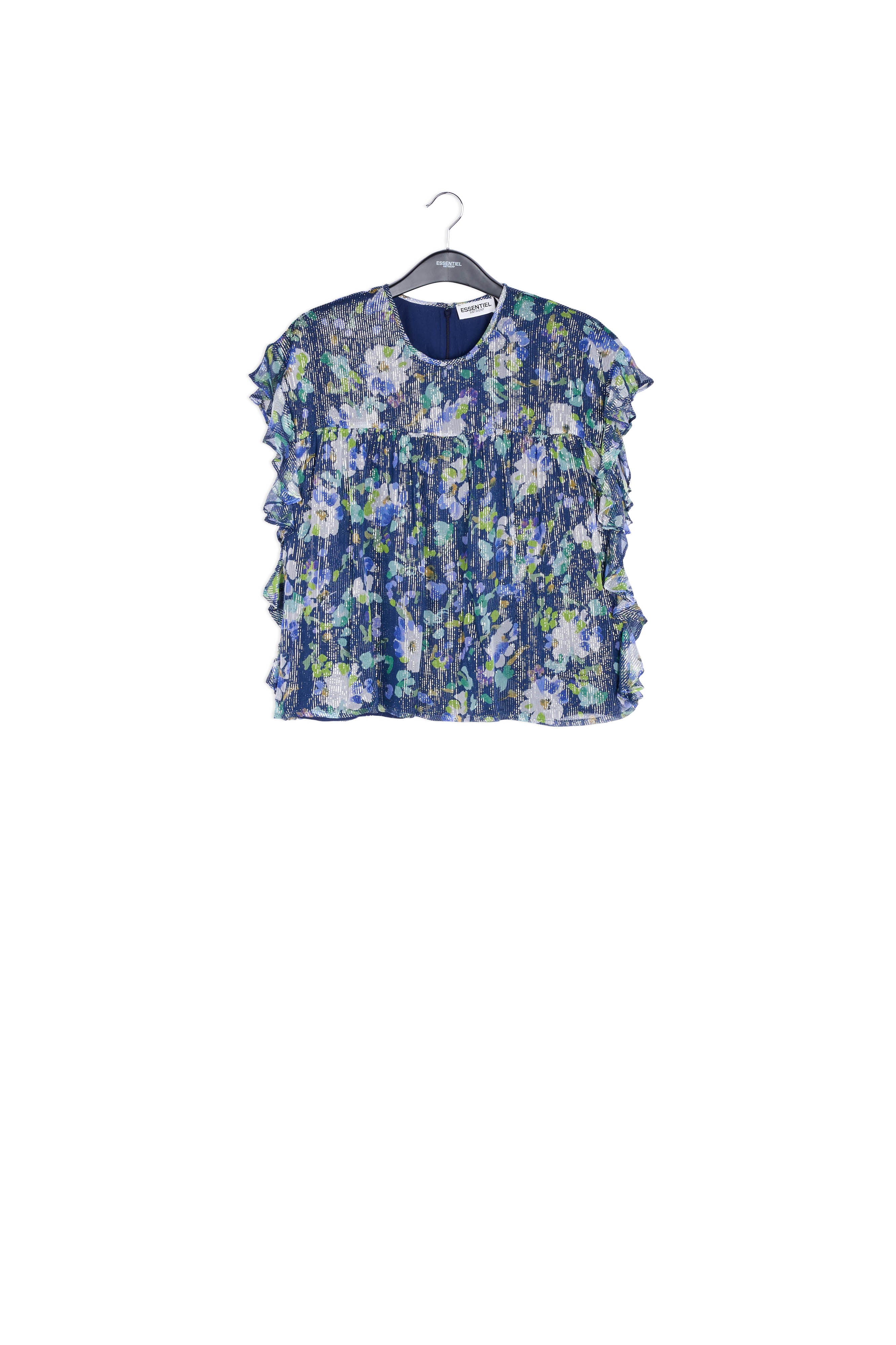 Top bleu foncé à imprimé floral RE—SSENTIEL | Essentiel second hand