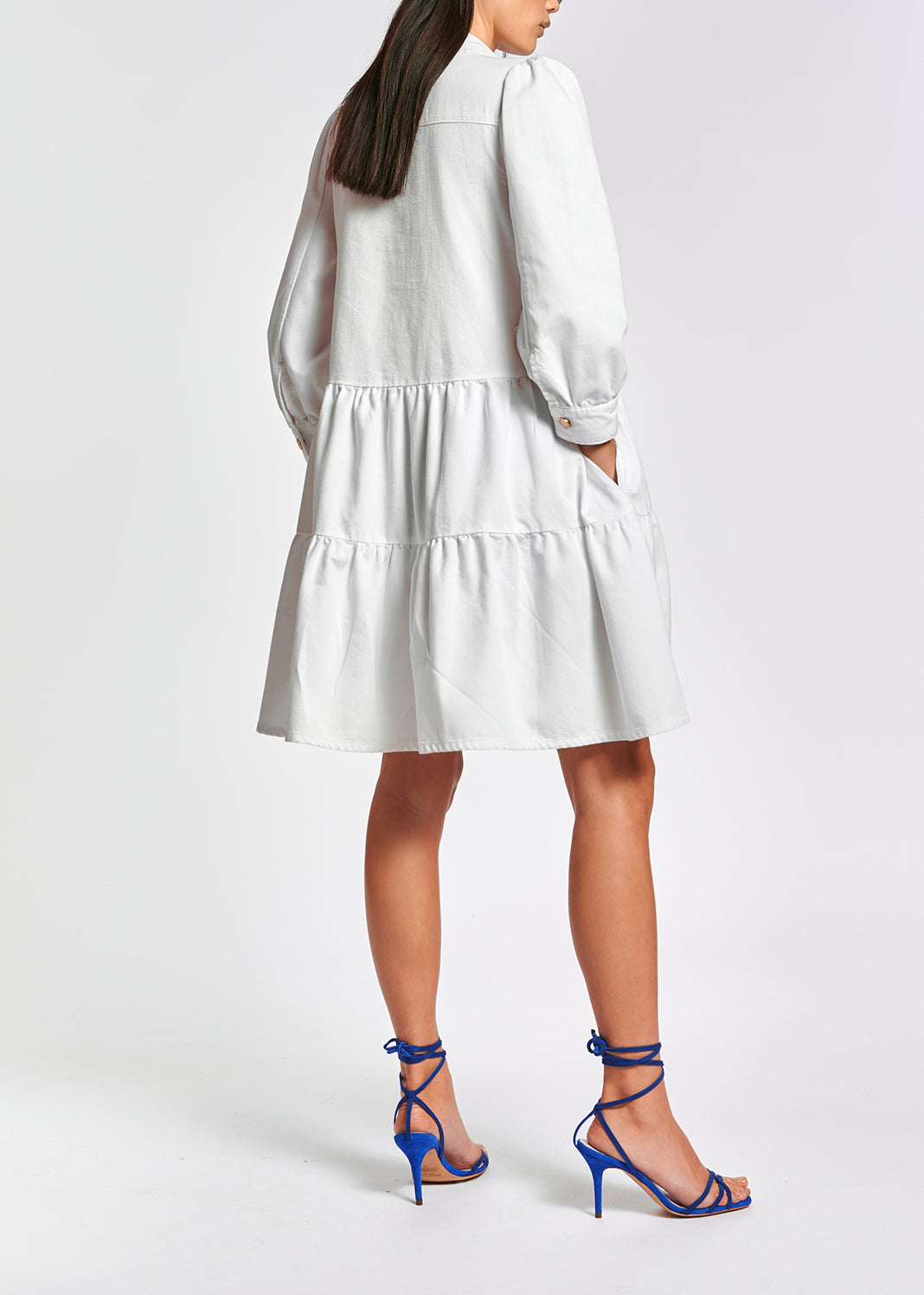 Witte midi-jeansjurk met A-lijn RE—SSENTIEL | Essentiel second hand