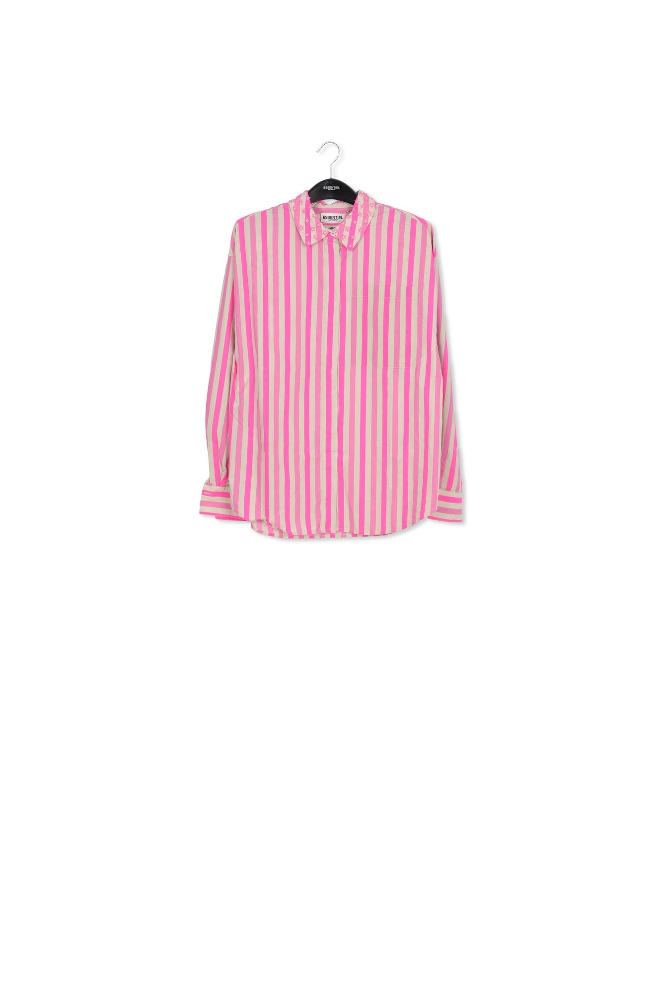 Fuchsia, pink and ecru striped cotton shirt RE—SSENTIEL | Essentiel second hand