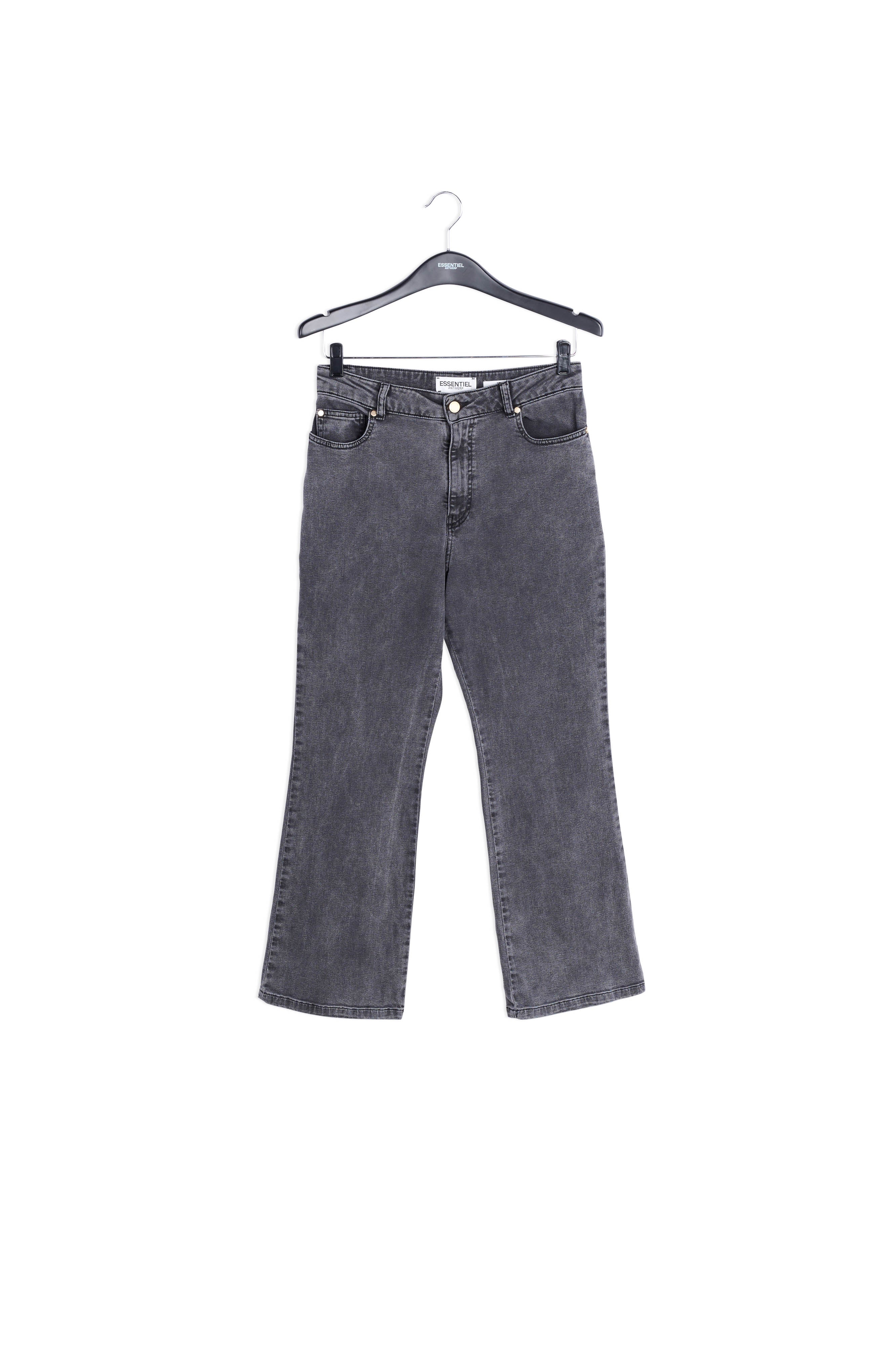 Black cotton-stretch flared-fit jeans RE—SSENTIEL | Essentiel second hand